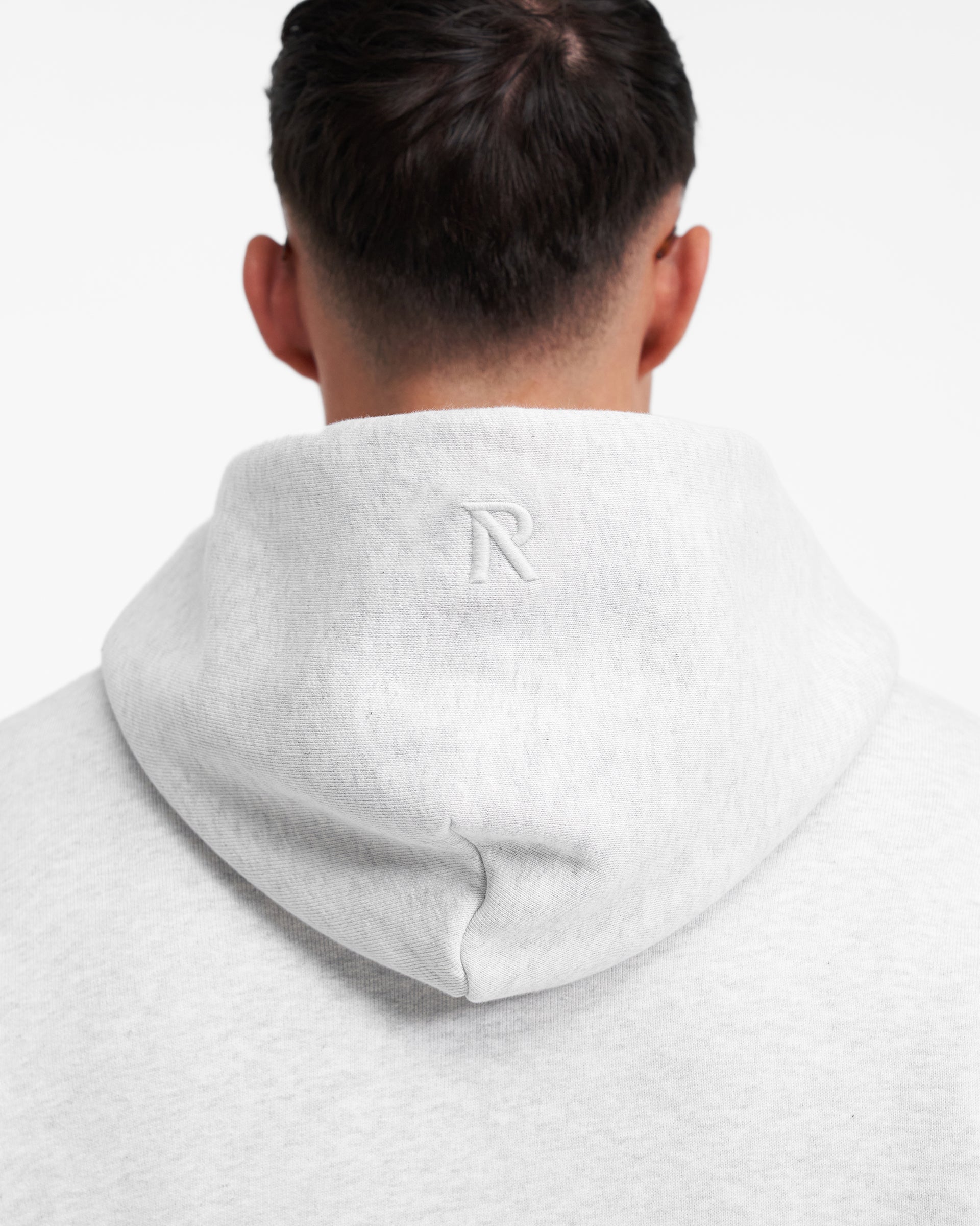 Heavyweight Initial Zip Hoodie - Ice Grey Marl