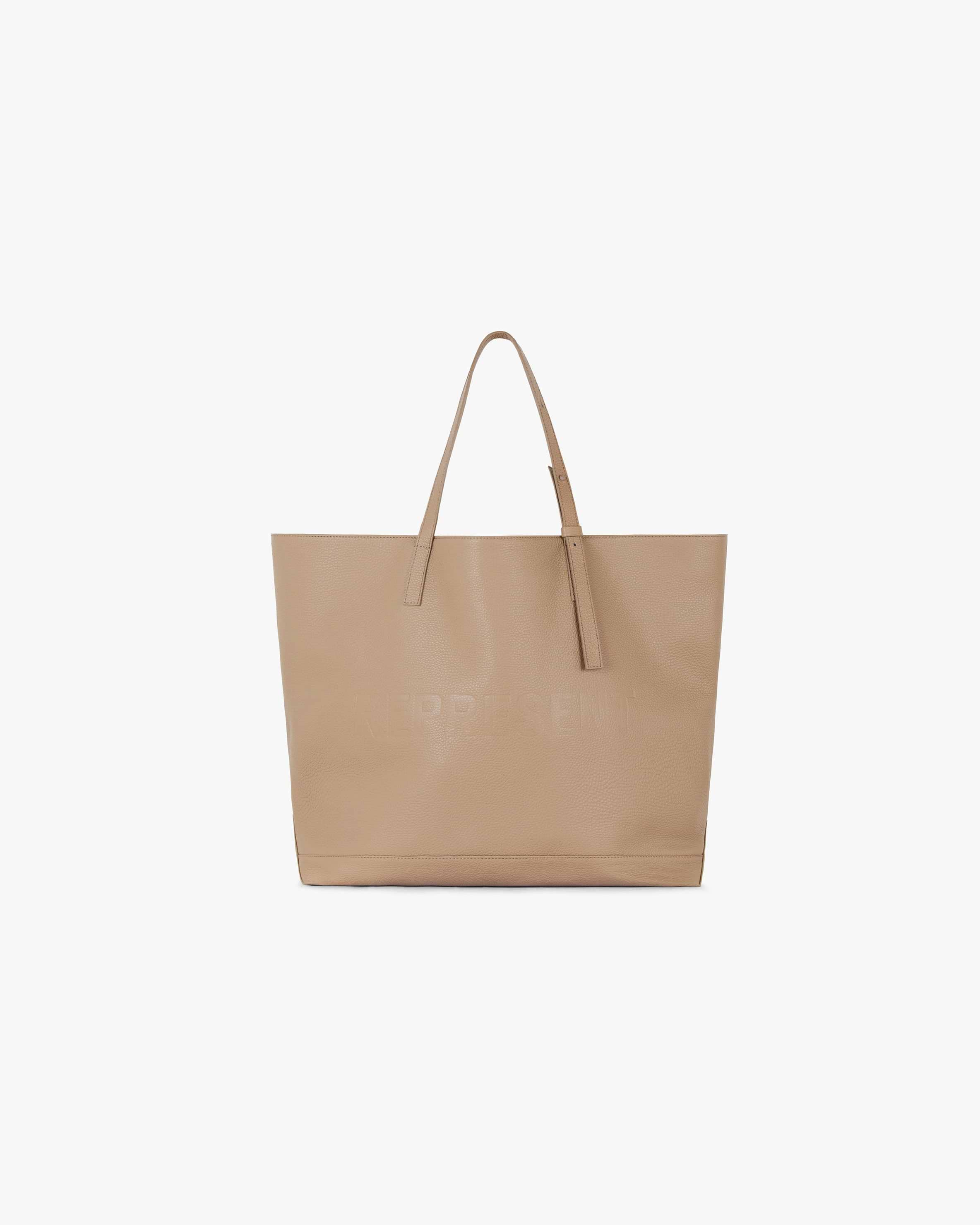 Beige leather tote bag outlet