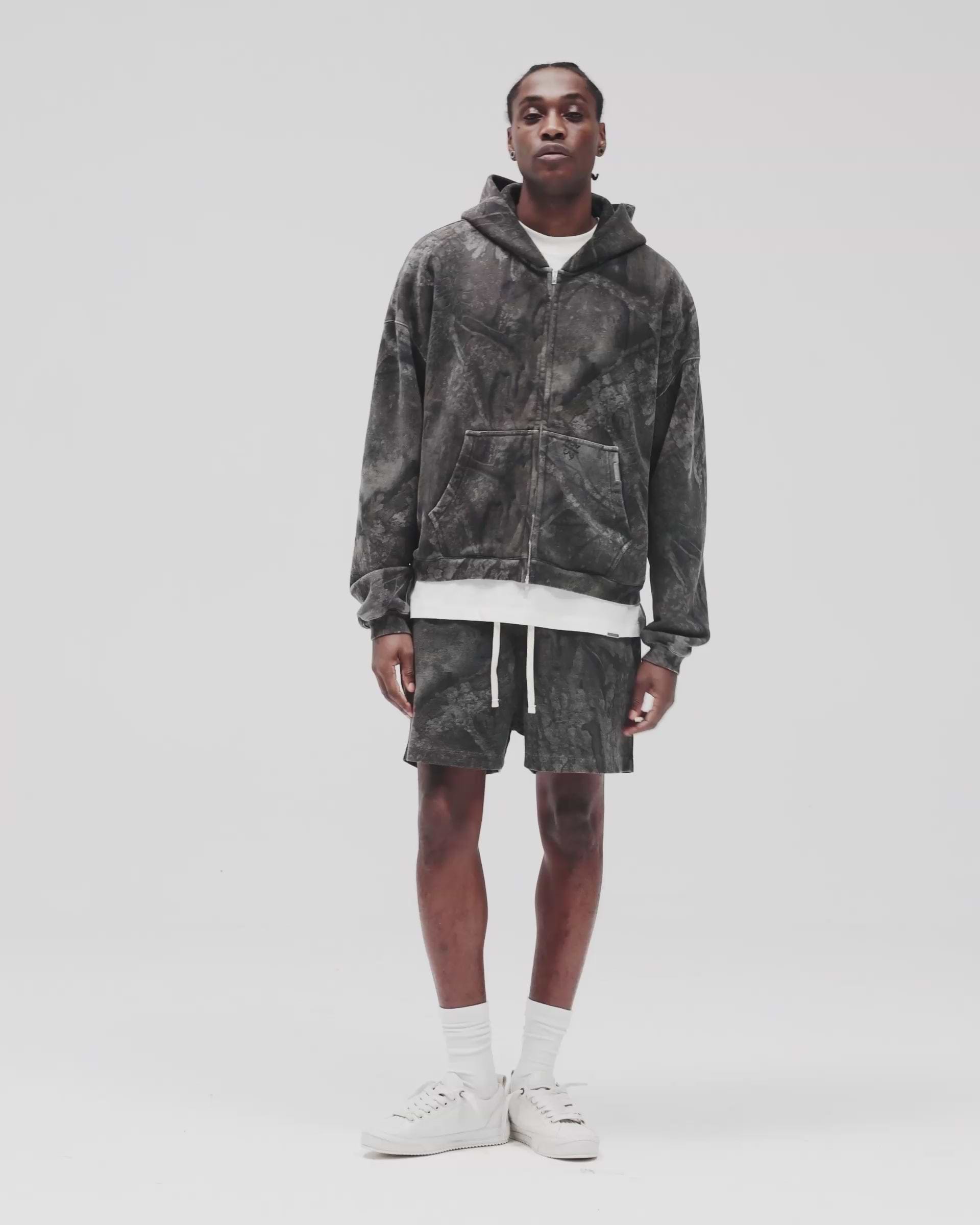 Overdyed Black Boxy Zip Up Hoodie | Realtree® | REPRESENT
