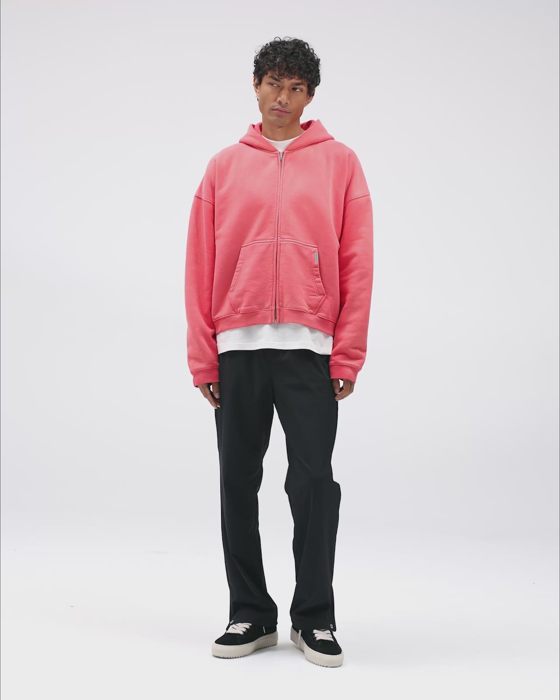 Vintage Red Initial Boxy Zip Hoodie | Gym Hoodie | REPRESENT