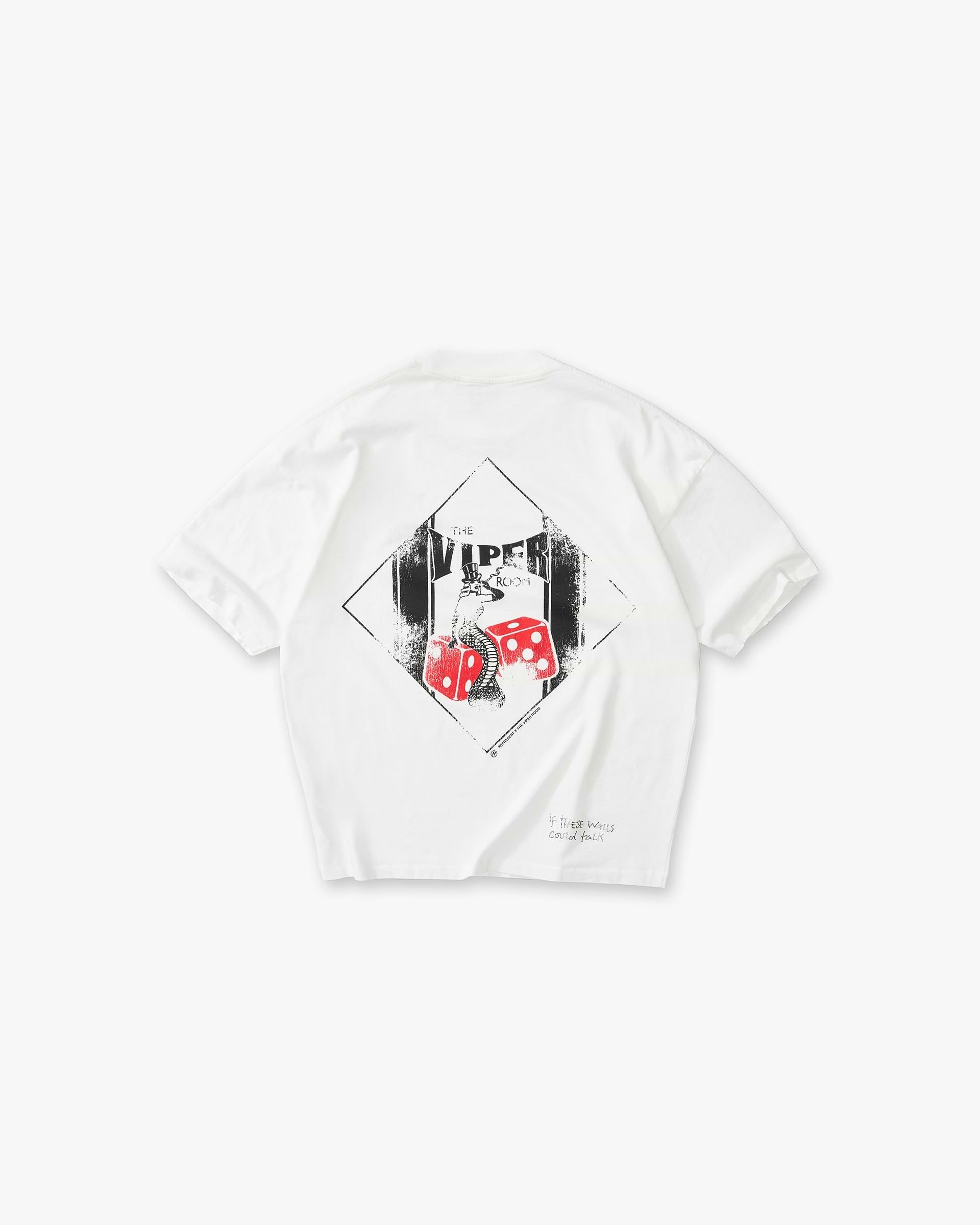 Viper Room Dice T-Shirt Flat White | Oversized Cotton Tee | REPRESENT