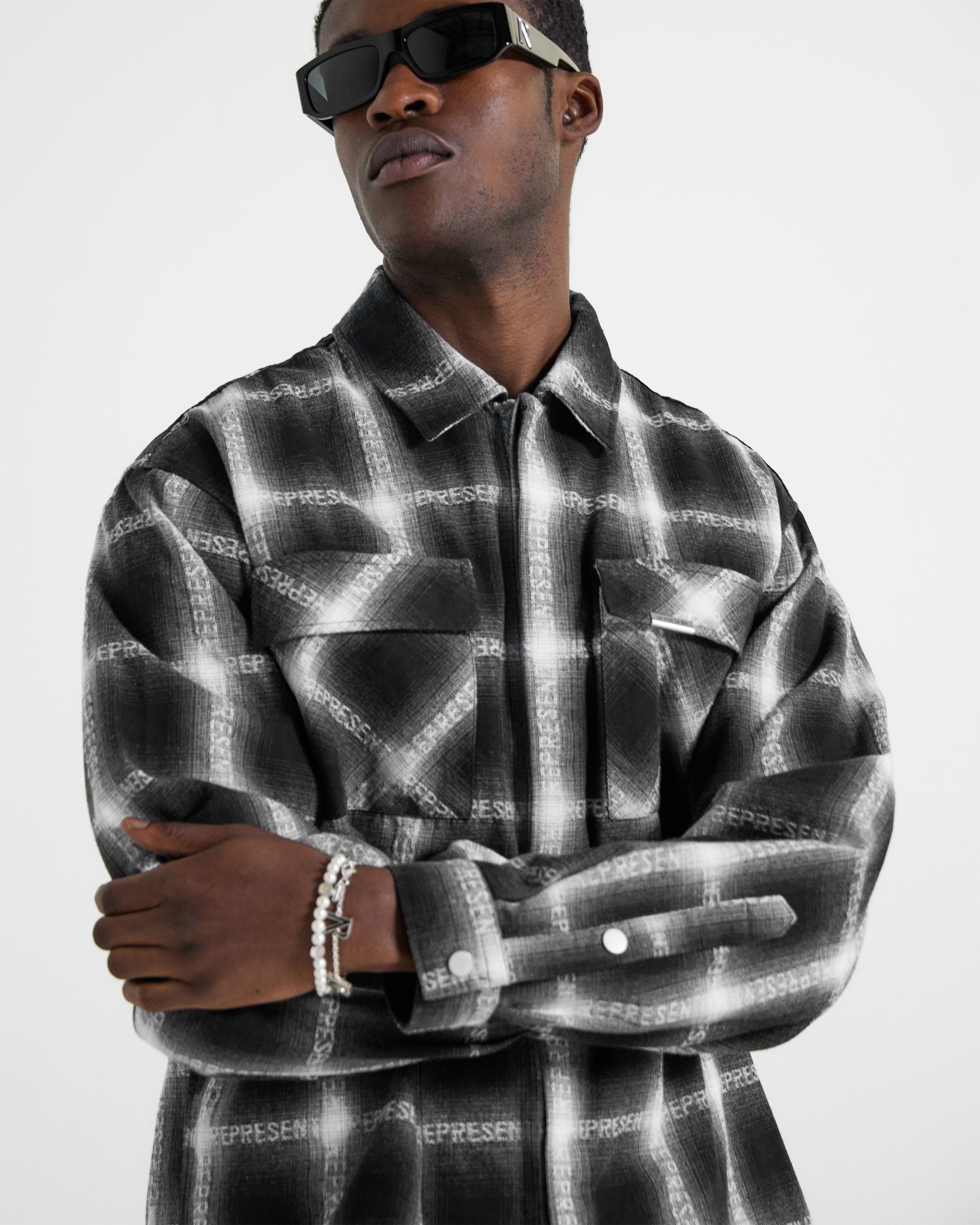 Black Logo Flannel Shirt | REPRESENT CLO