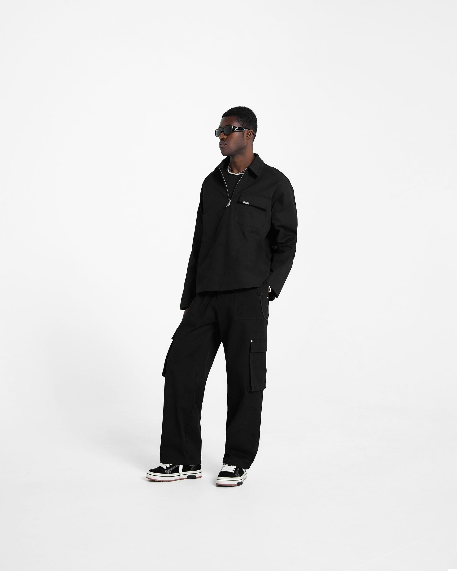 Quilted Pullover Shirt - Black