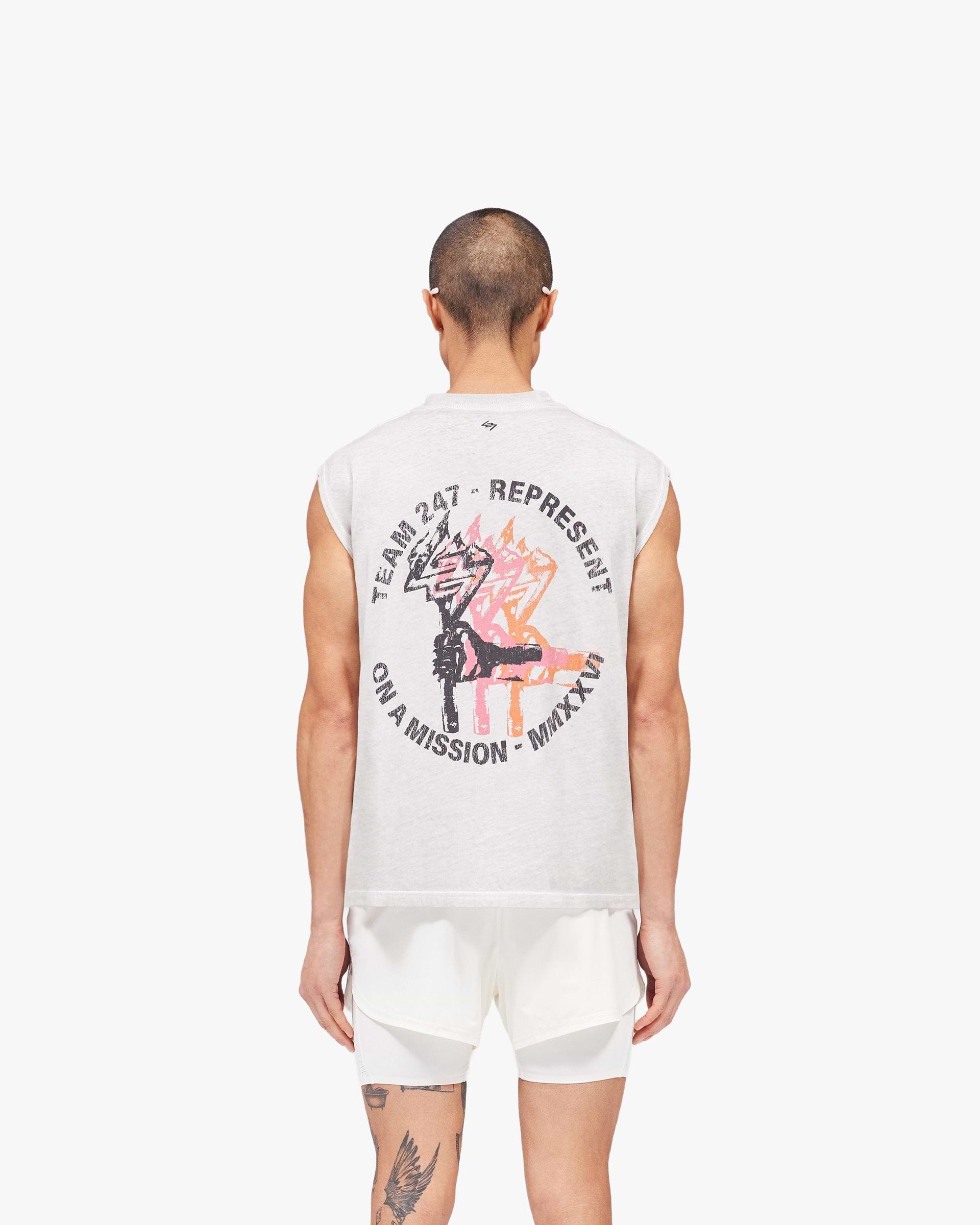 Bleach White 247 Torch Crop Tank | 247 SS26 T-Shirts | REPRESENT