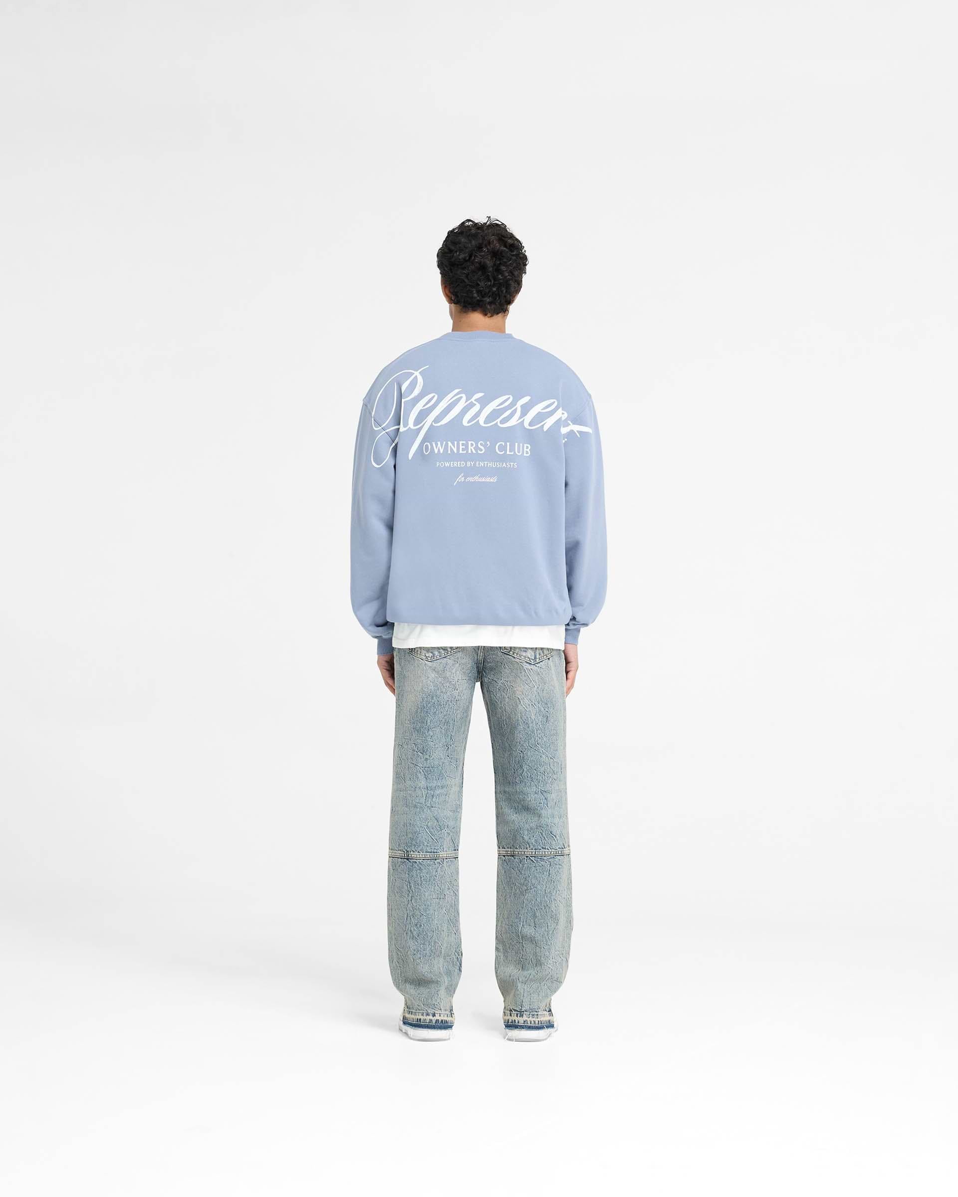 【REPRESENT】OWNERS CLUB SCRIPT スクリプト スウェット Represent Owners Club Script Sweater | Dusty Blue | REPRESENT