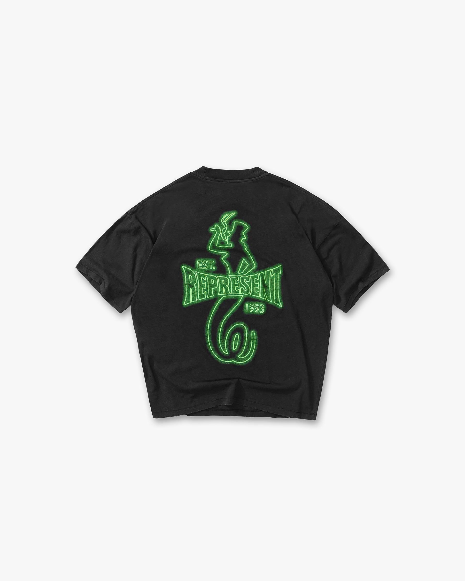 Viper Room Glow T-Shirt Vintage Black | Glow-In-The-Dark Print Tee