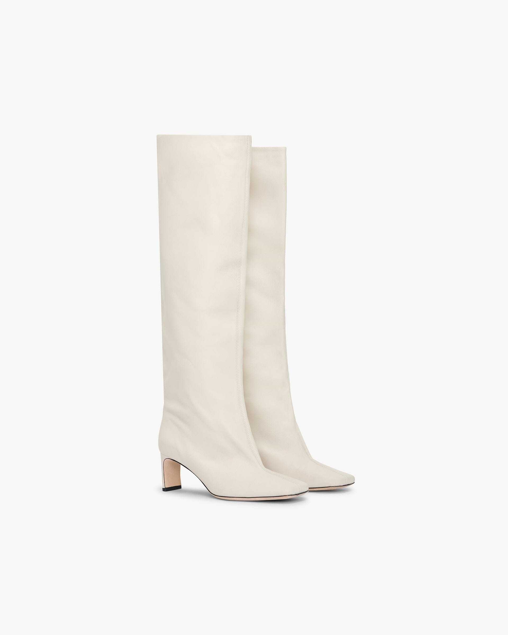 Square Toe Knee Boot - Ecru