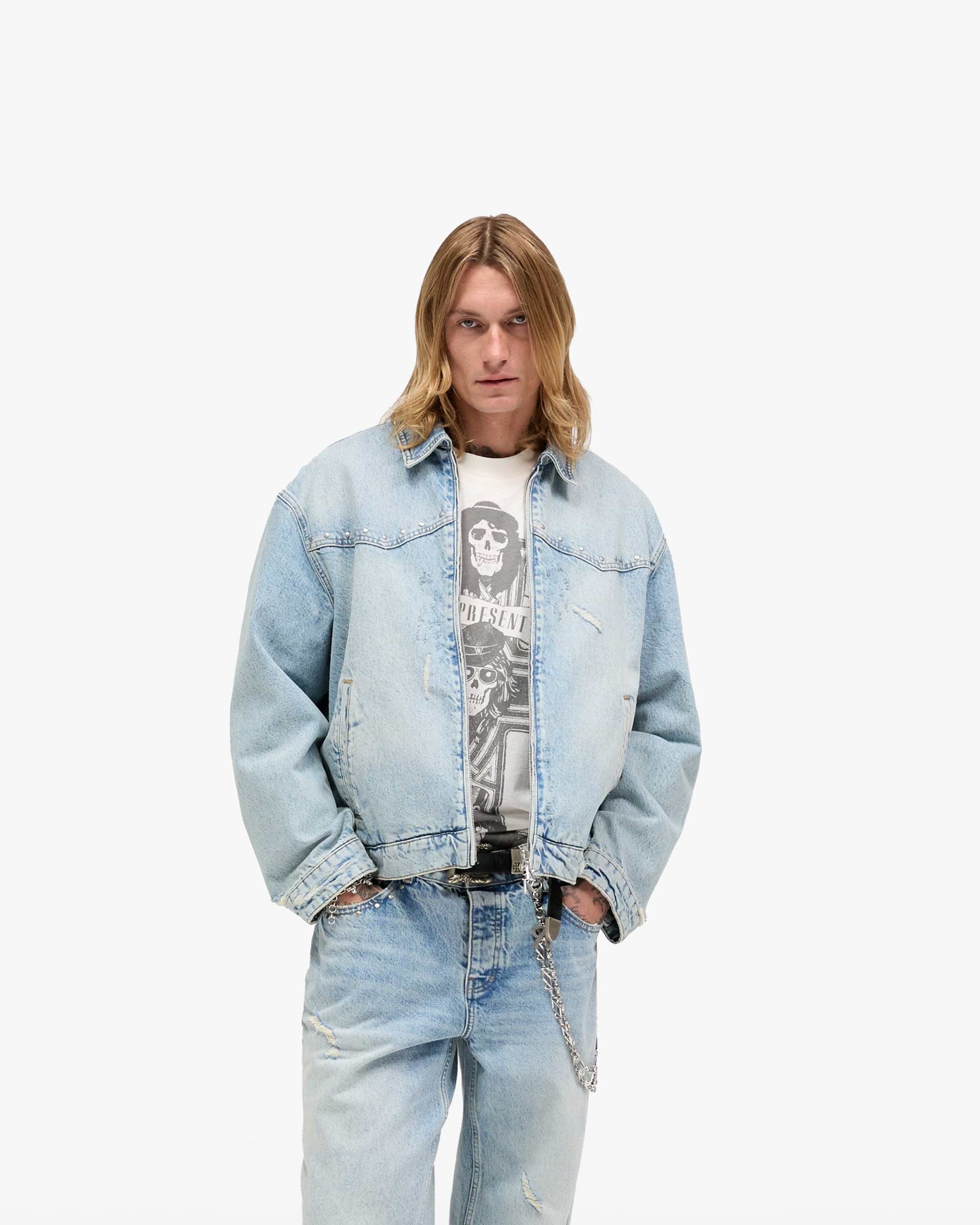 Represent X Guns N' Roses Denim Jacket - Light Vintage Blue