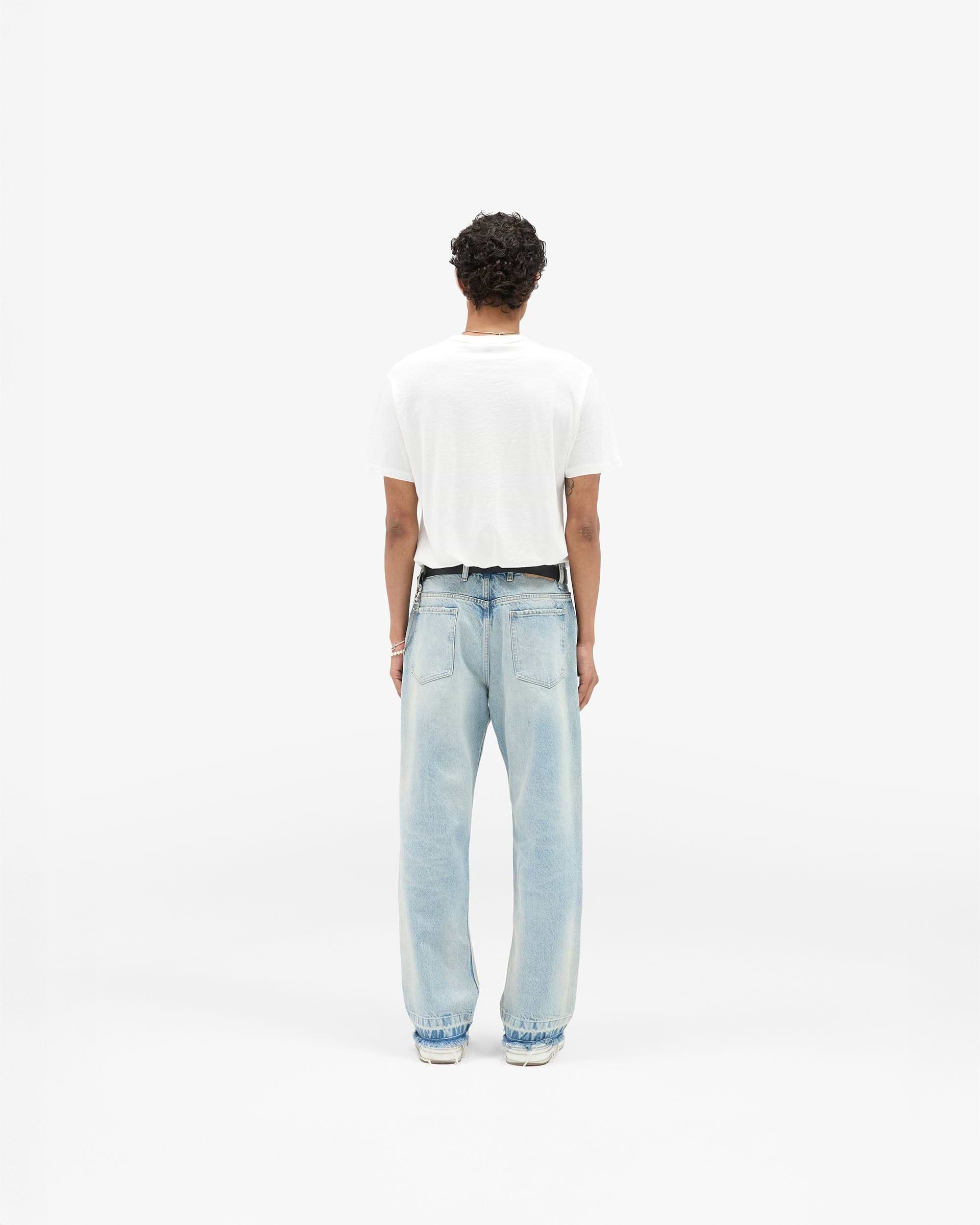 【RONRON】24SS RIBBON PRINTED DENIM HALF PANTS LIGHT BLUE RIBBON PRINTED DENIM HALF PANTS LIGHT BLUE - RONRON 론론