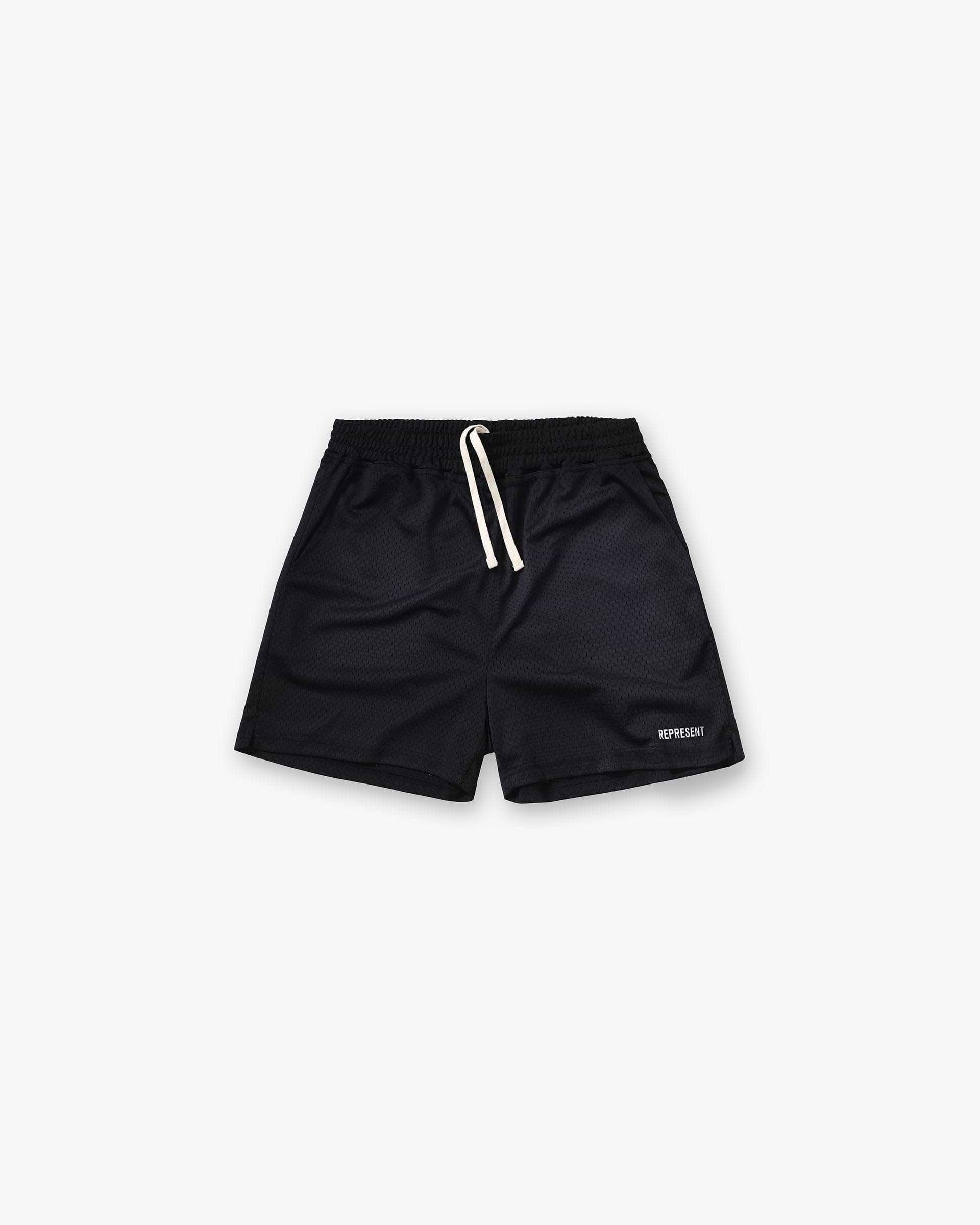 Washed Mesh Shorts - Black