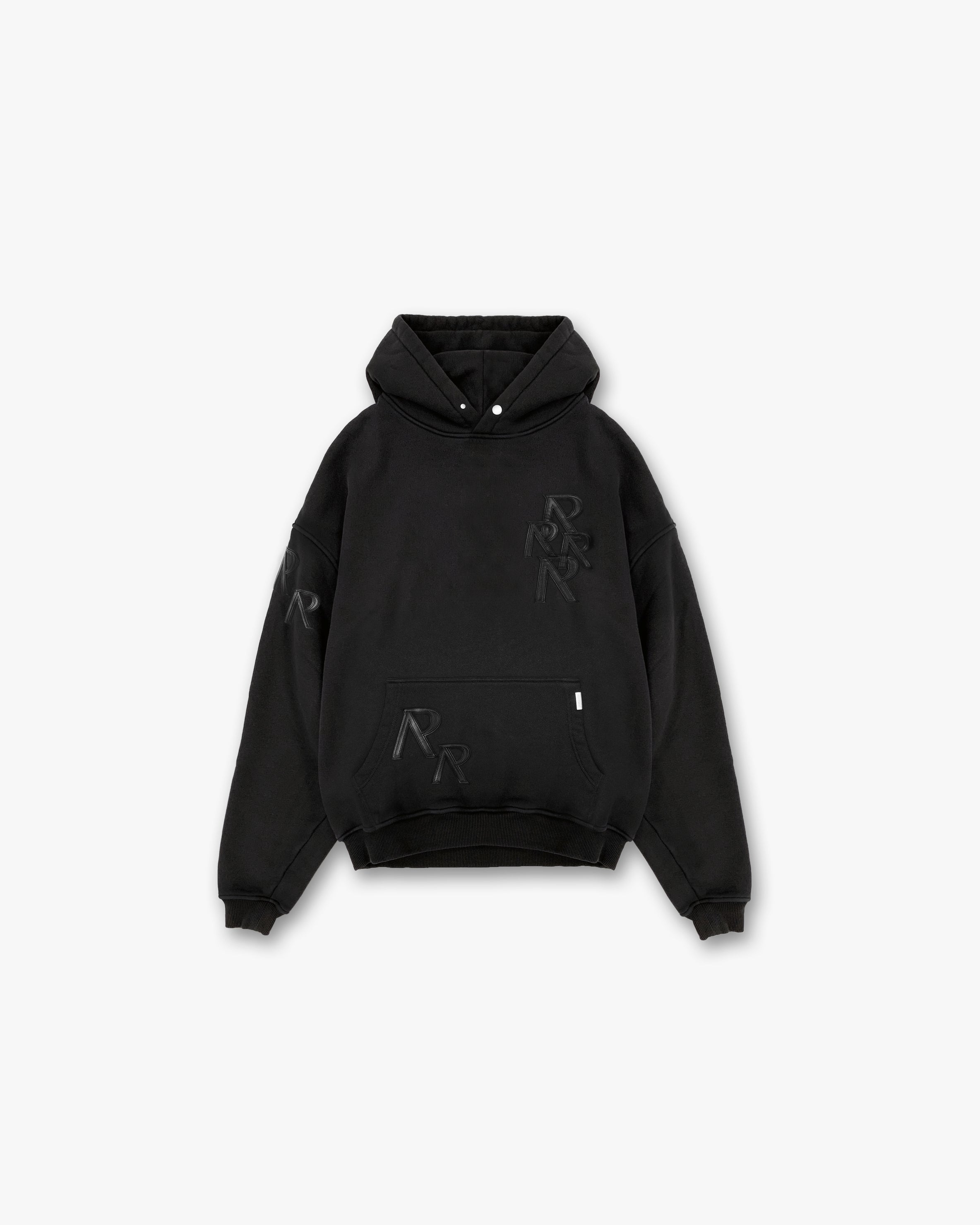 Applique Initial Hoodie - Off Black