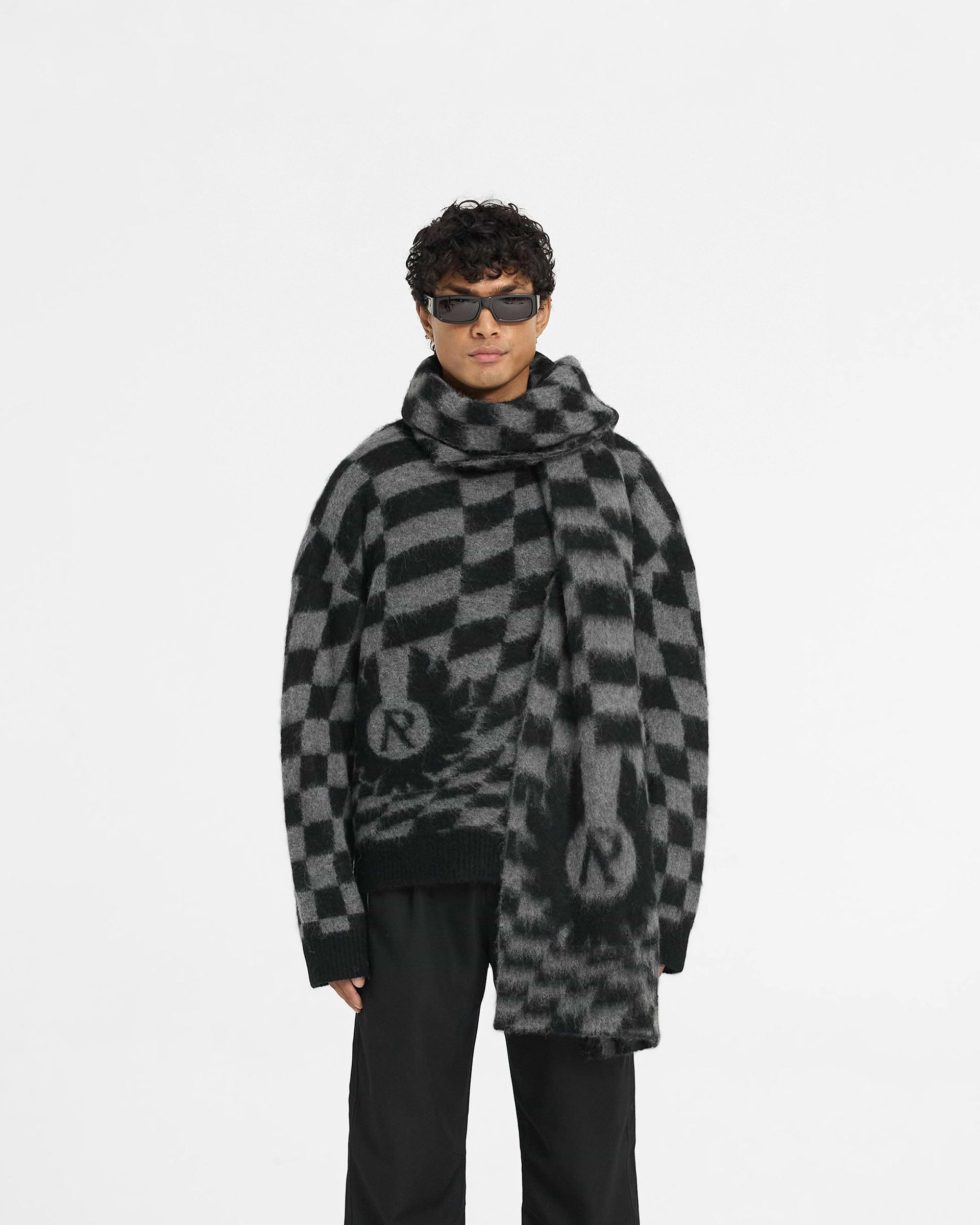 Represent X Belstaff Checkerboard Knit Sweater - Shadow