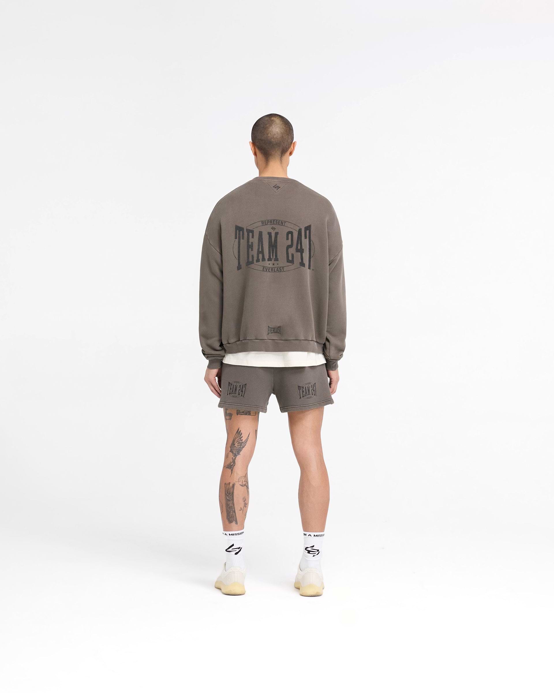 247 X Everlast Training Camp Boxy Sweater - Washed Brown