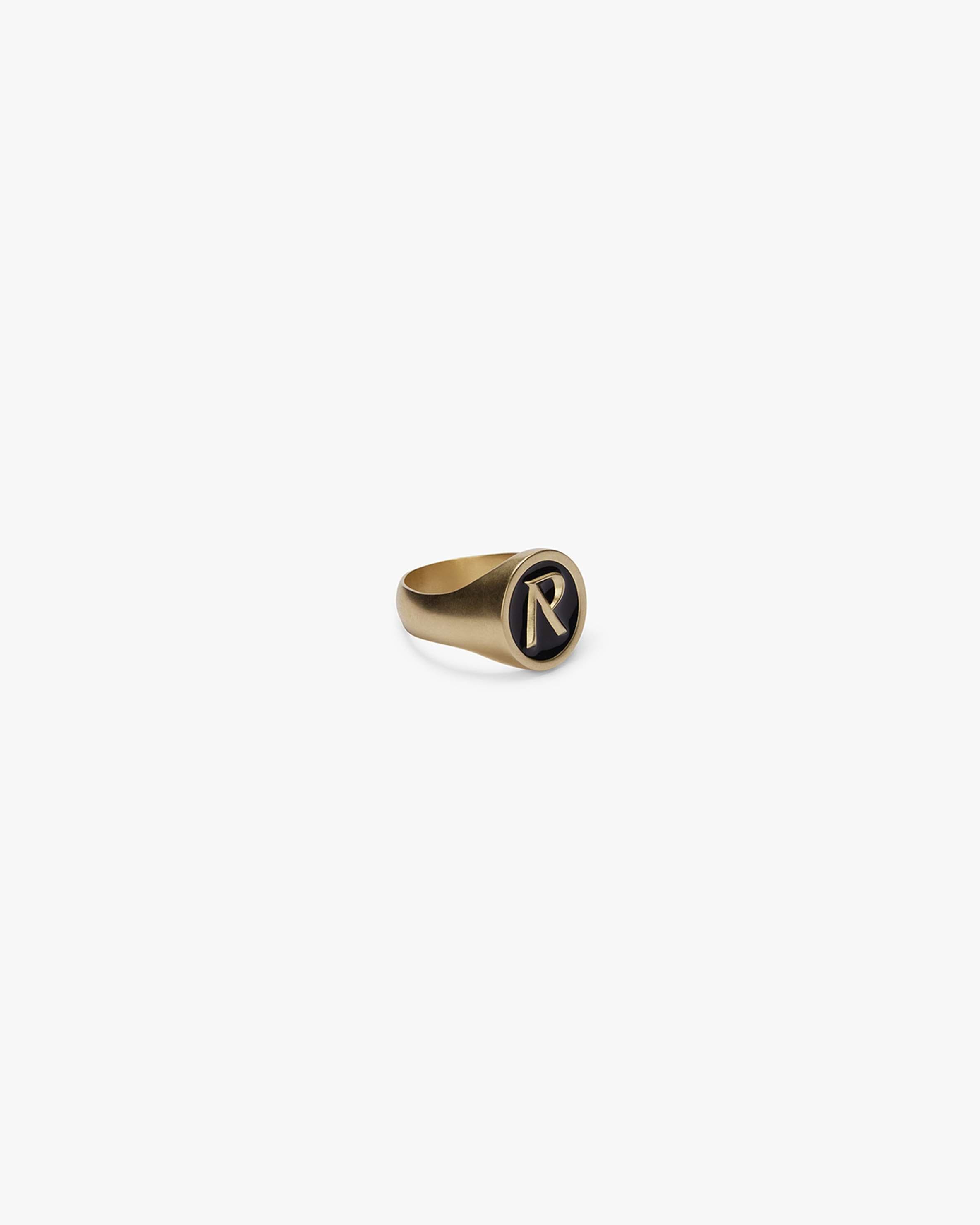 Gold-plated Signet Ring Monogram with Initials, Calligraphy font, Silver  925 and enamel