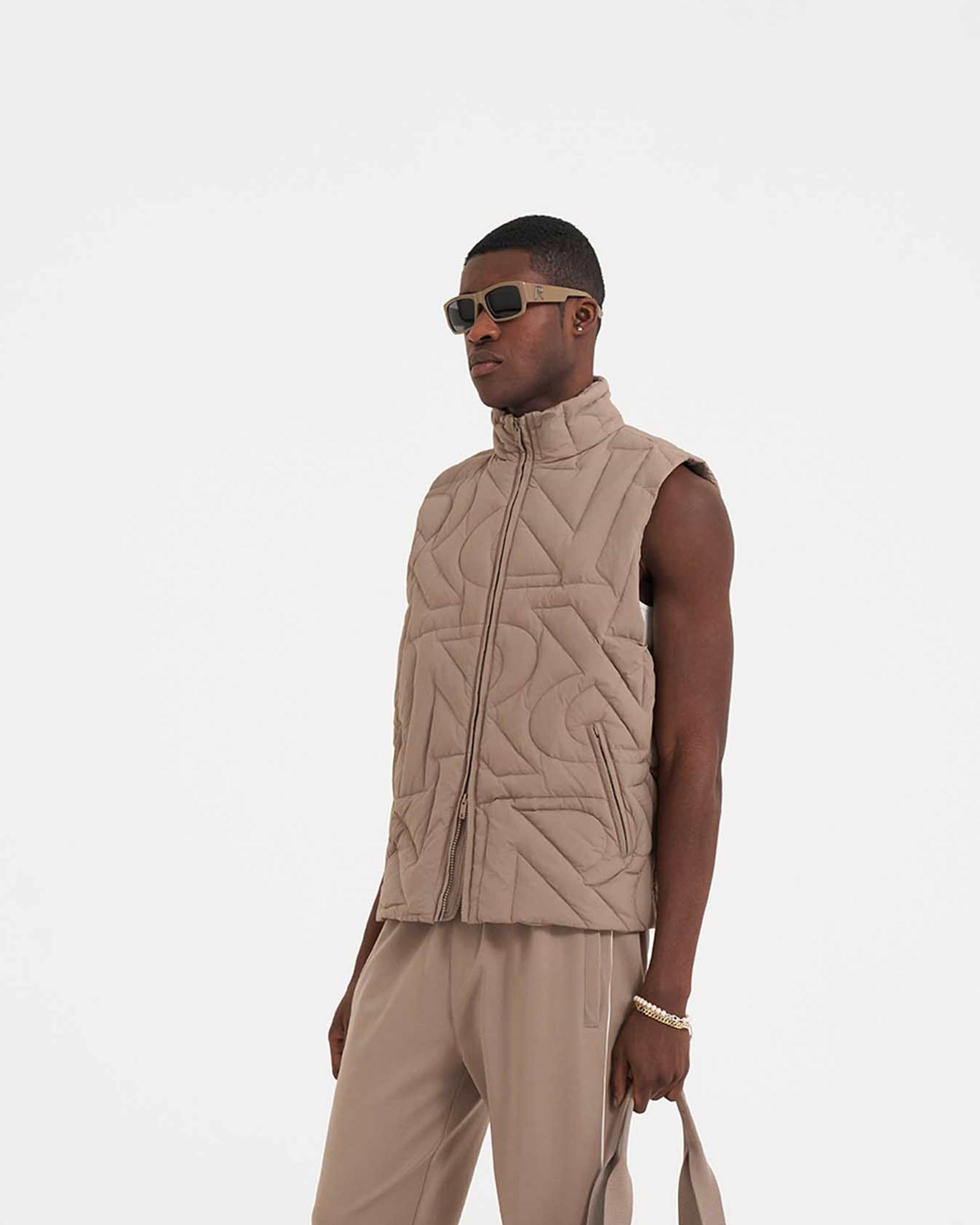 Initial Quilted Gilet | Mushroom | REPRESENT CLO