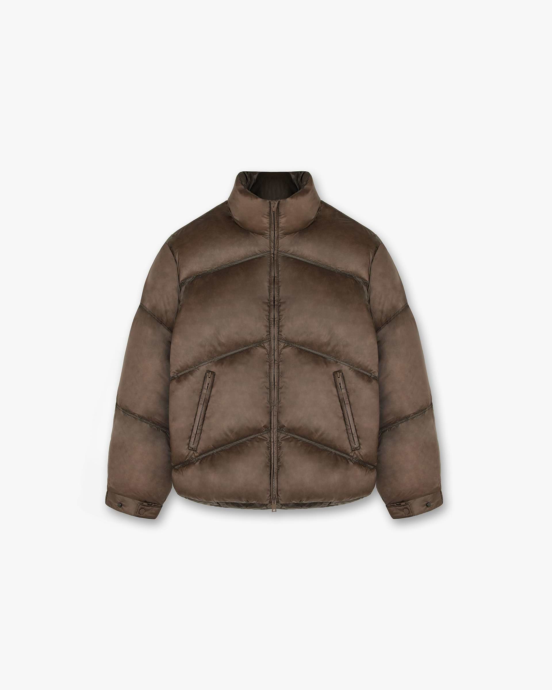 Washed Puffer Jacket | Brown Outerwear FW22 | Represent Clo