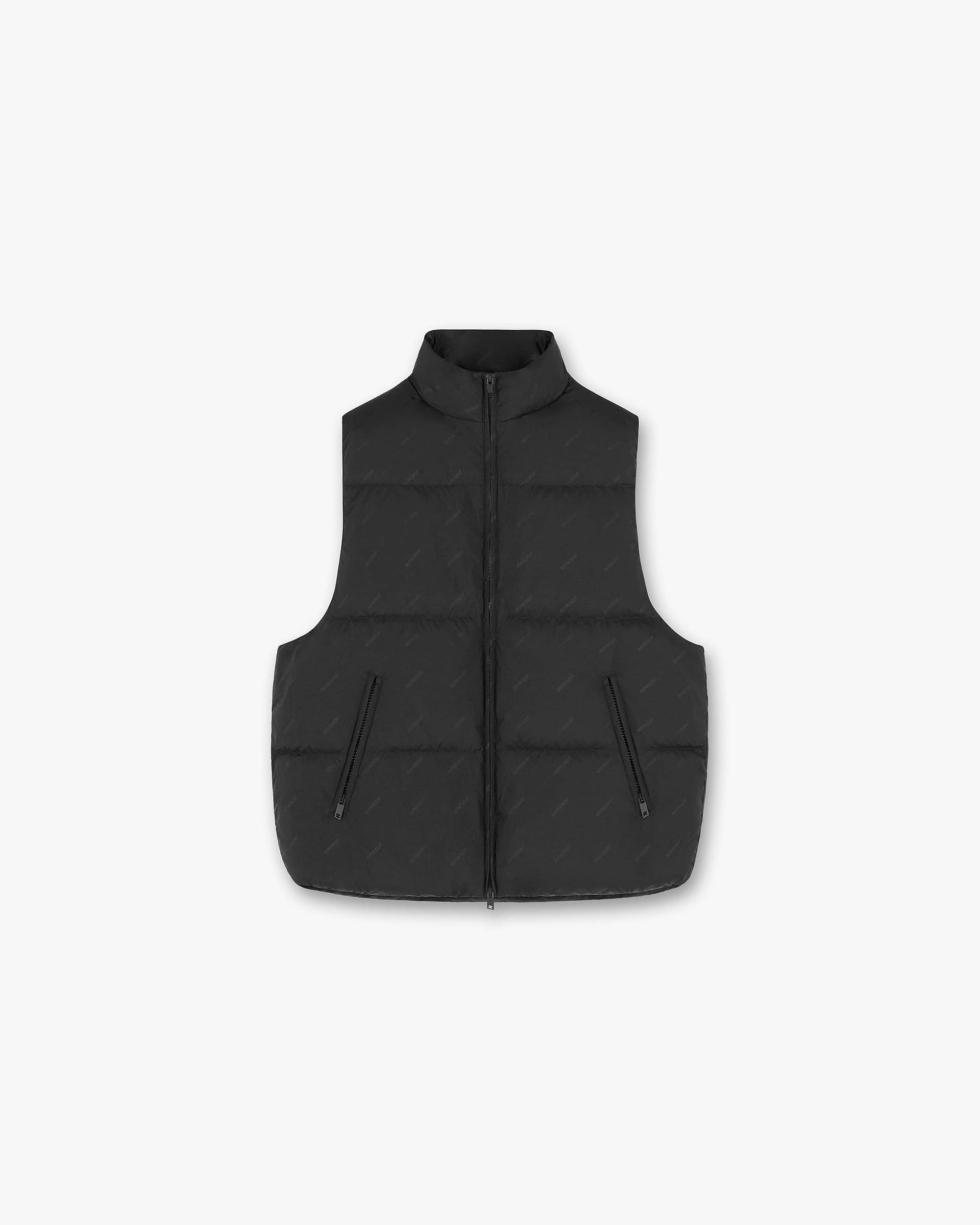 All Over Logo Puffer Gilet | Black Outerwear FW22 | Represent Clo