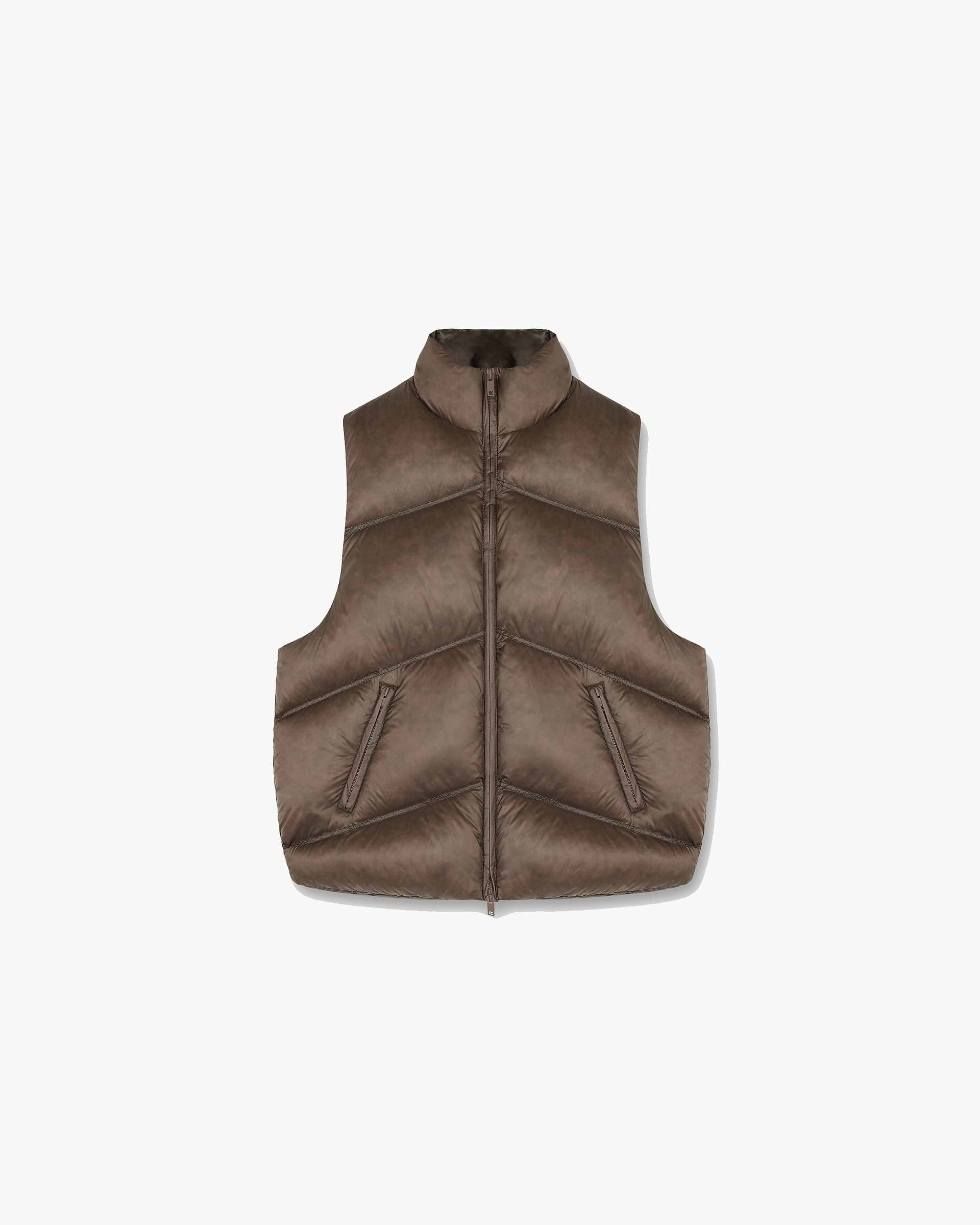 Washed Puffer Gilet | Brown Outerwear FW22 | Represent Clo