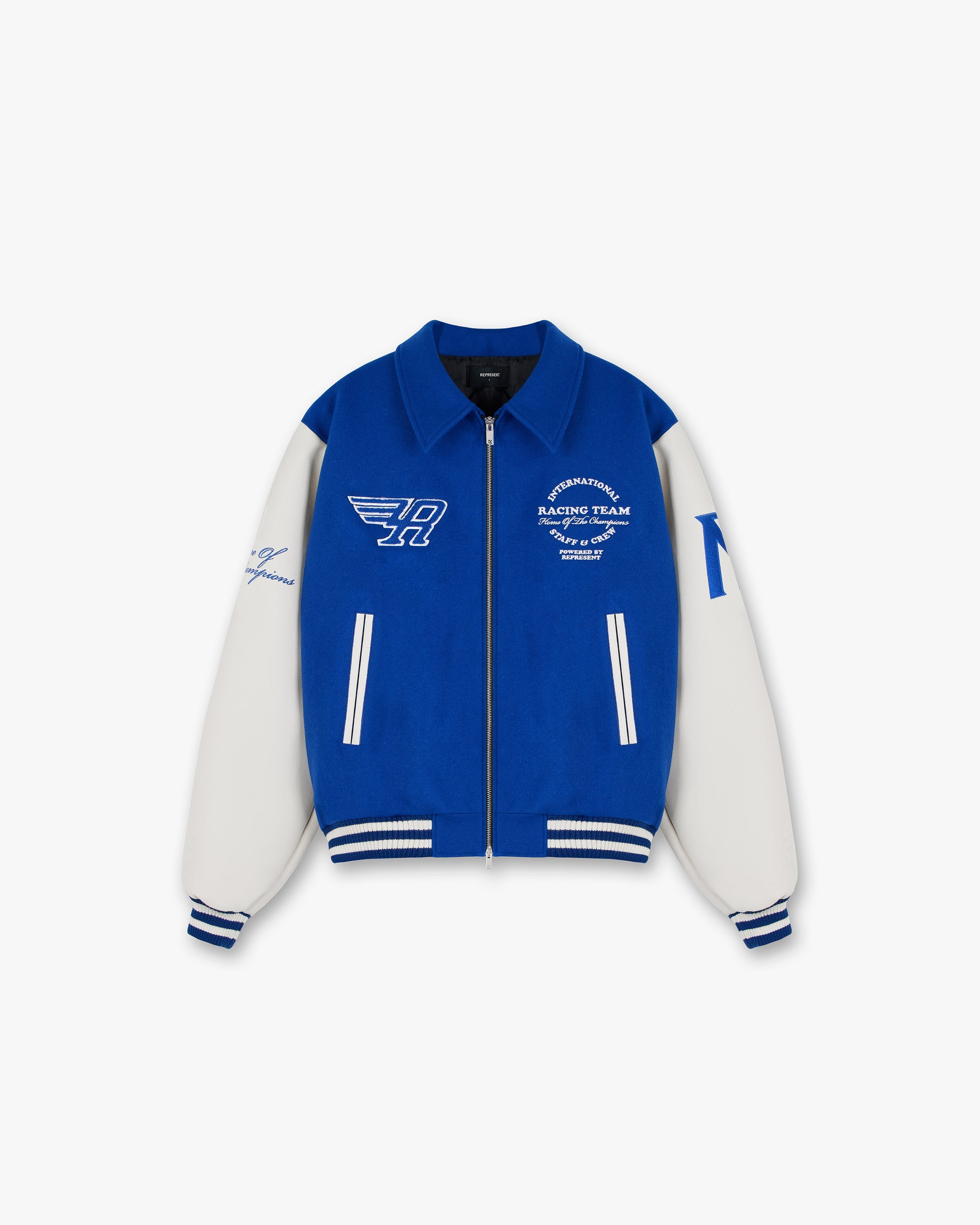 Racing Team Varsity Jacket | Cobalt Outerwear FW22 | Represent Clo