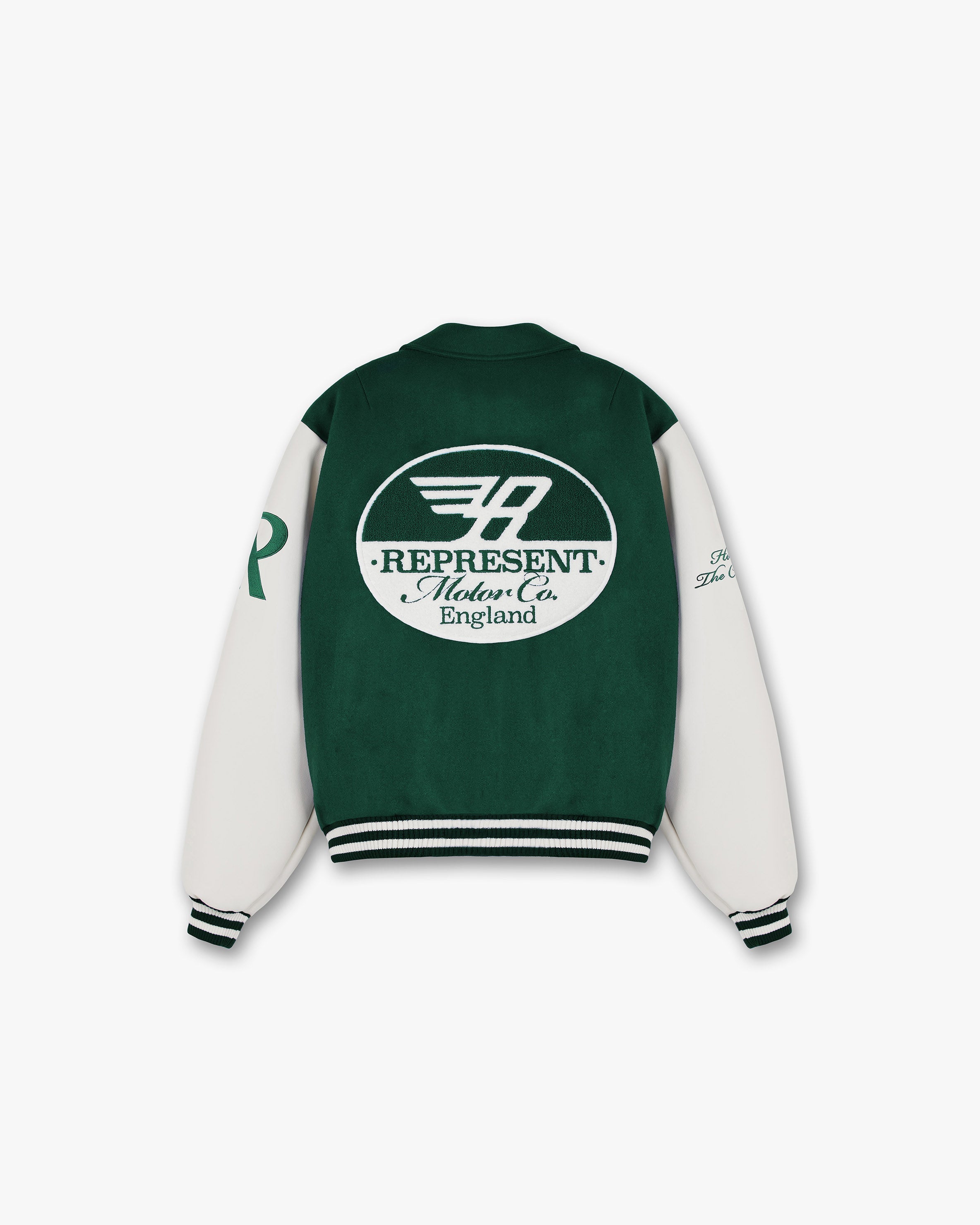 Racing Team Varsity Jacket | Racing Green Outerwear FW22 | Represent Clo