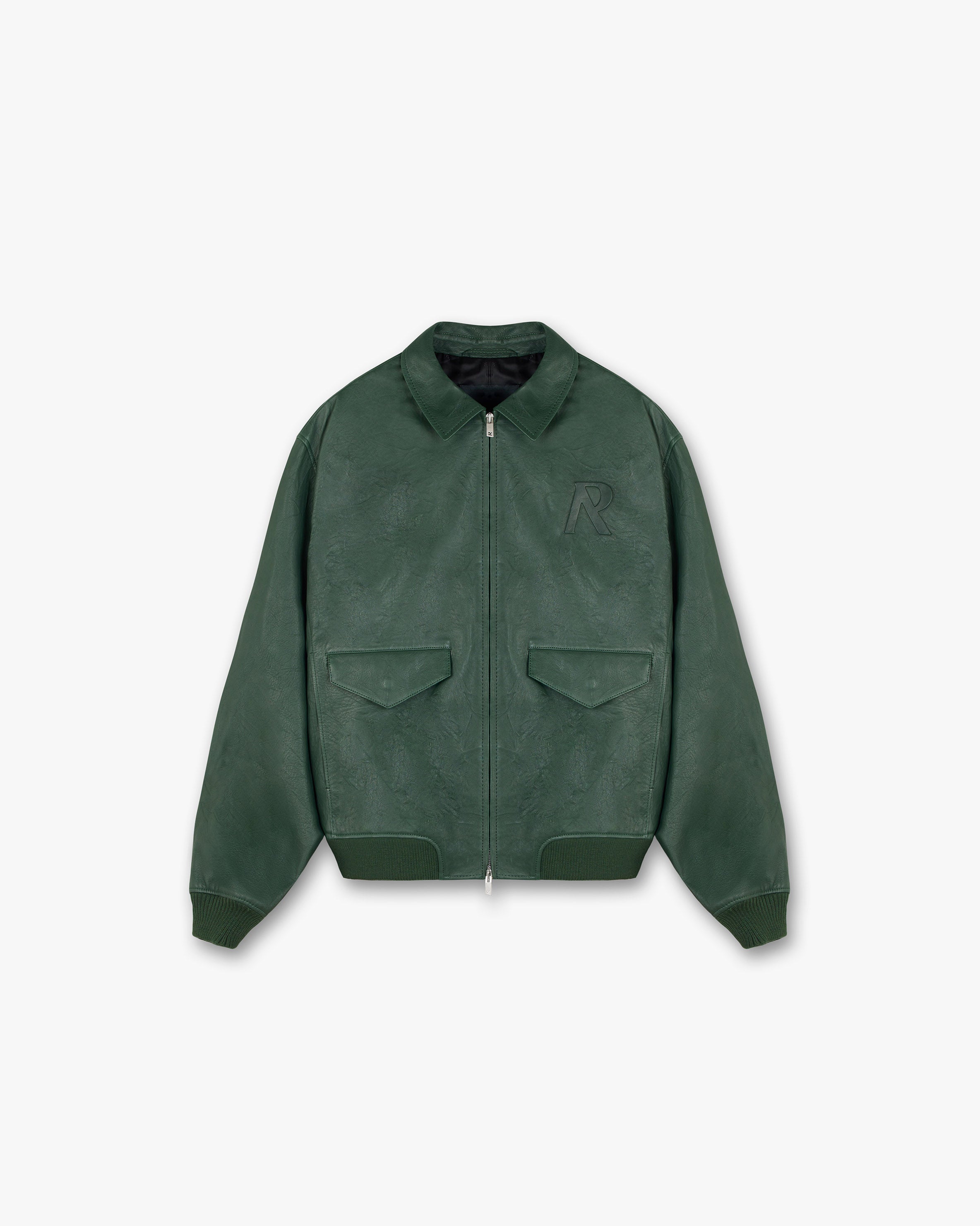 Leather Flight Jacket | Racing Green Outerwear FW22 | Represent Clo