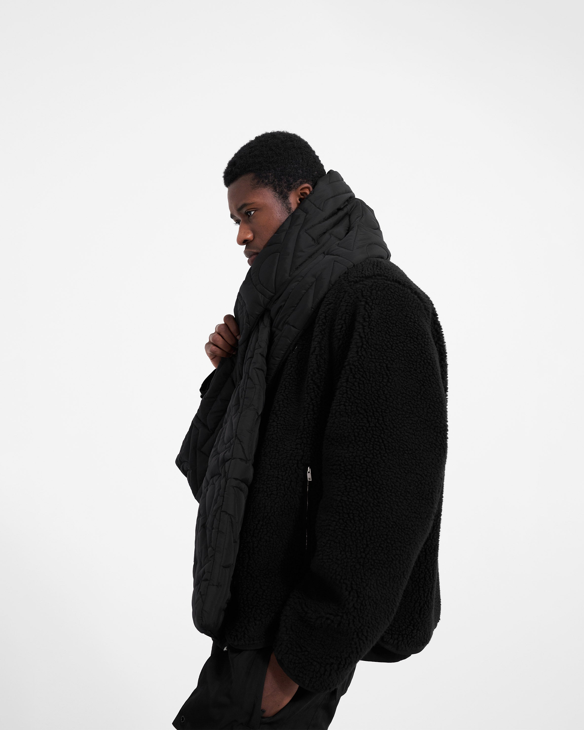 Initial Quilted Scarf - Black