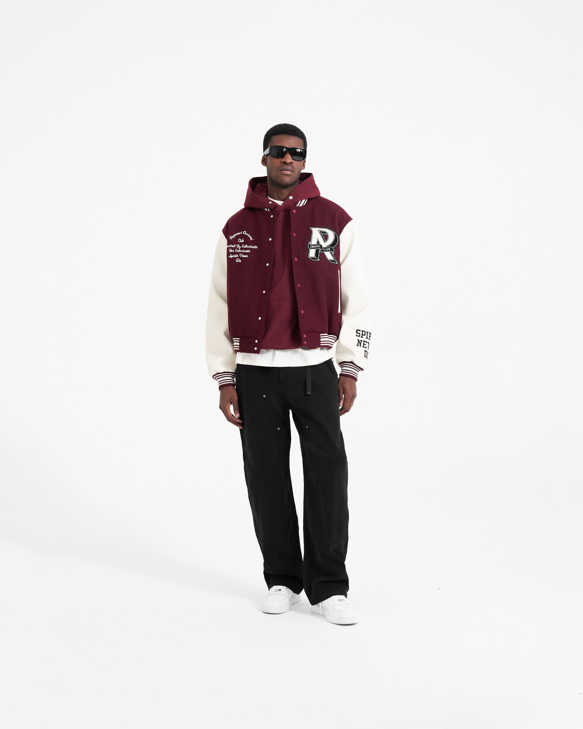 Burgundy letterman deals jacket