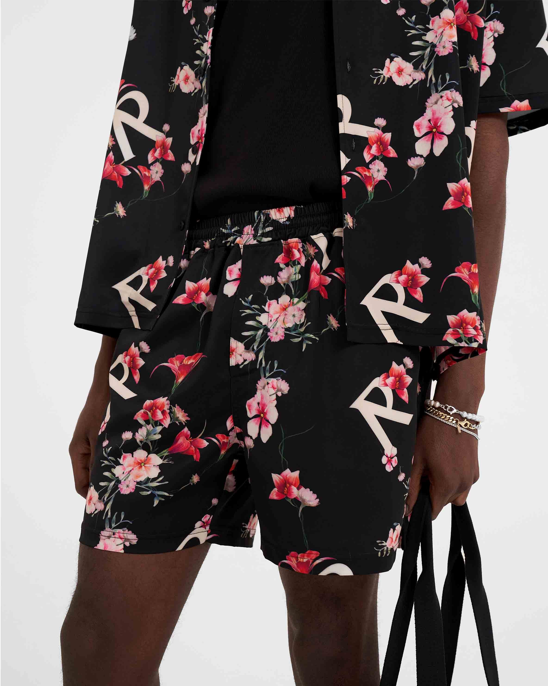 Floral Shorts - Black