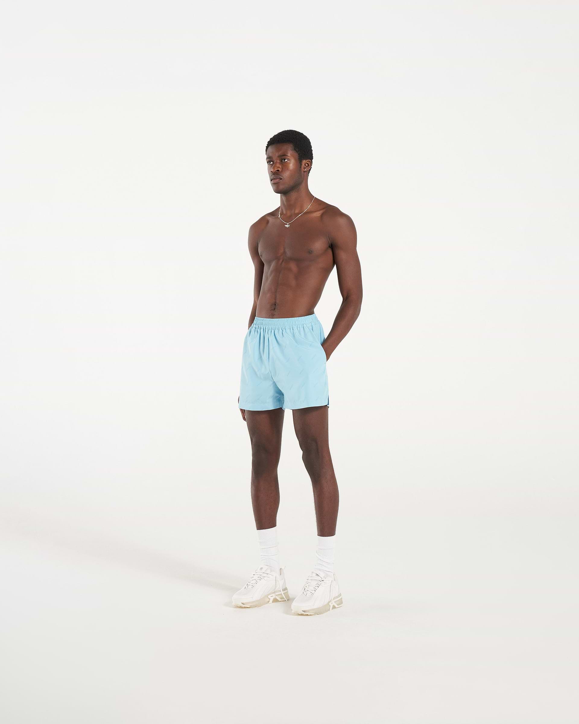 All Over Logo Swim Shorts - Powder Blue