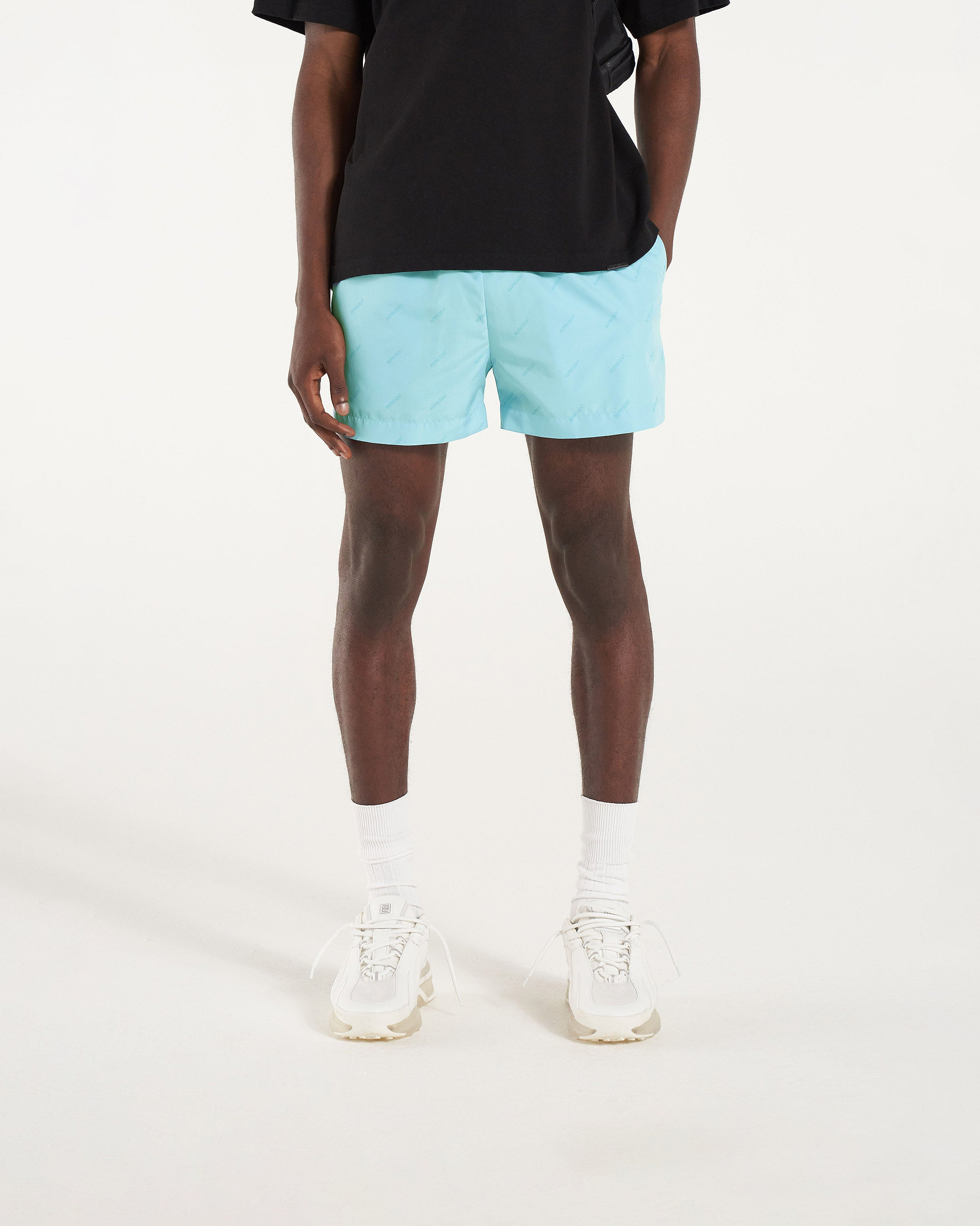 All Over Logo Swim Shorts - Powder Blue