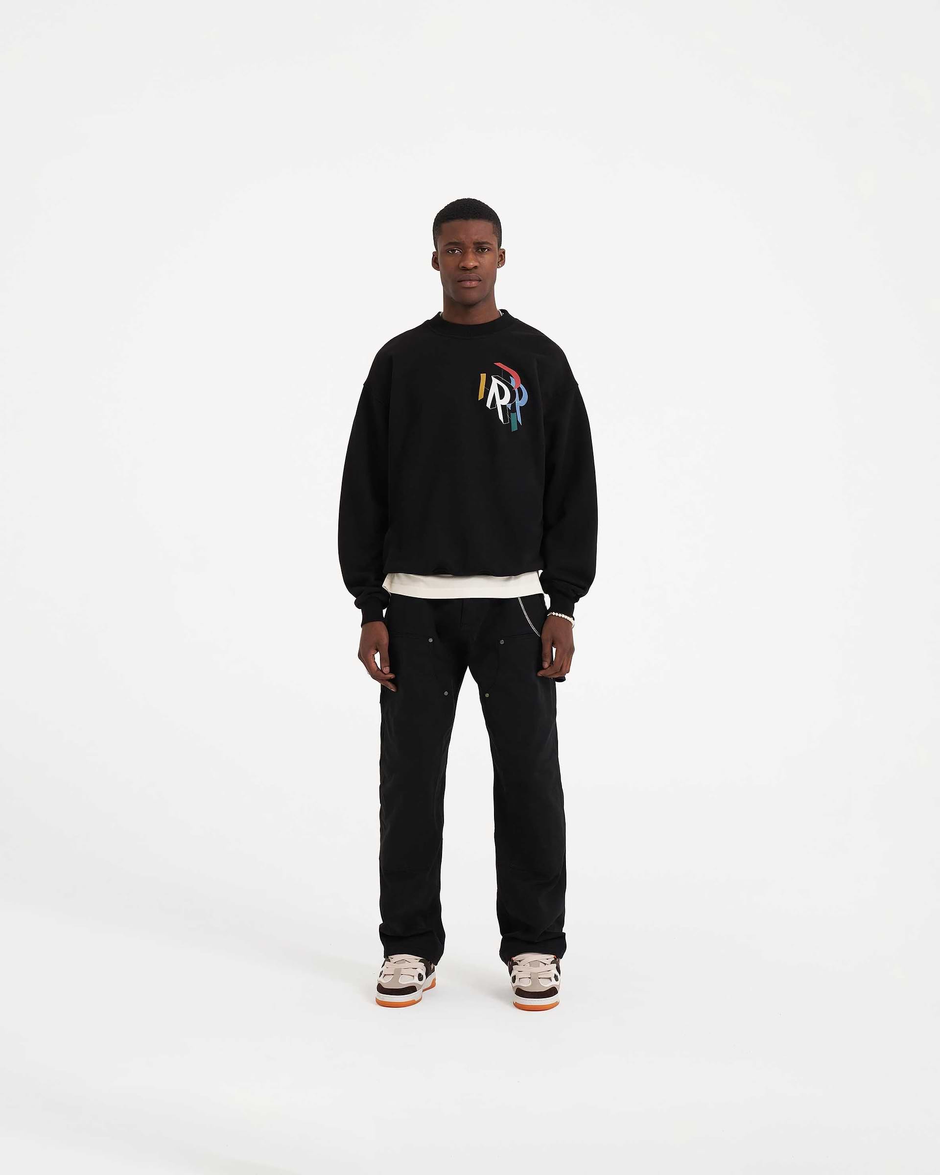 CLO Initial Black Assembly Sweater | | REPRESENT