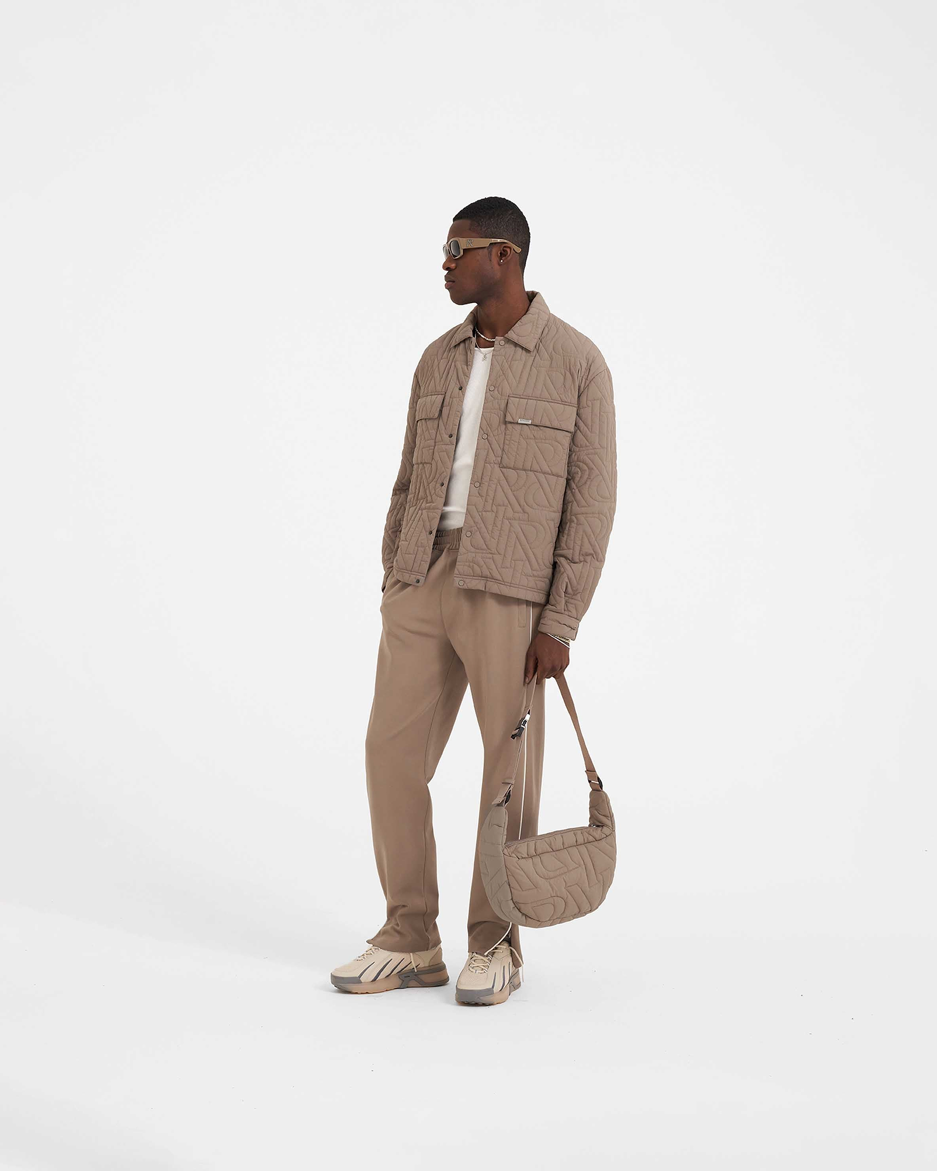 Initial Quilted Overshirt - Mushroom
