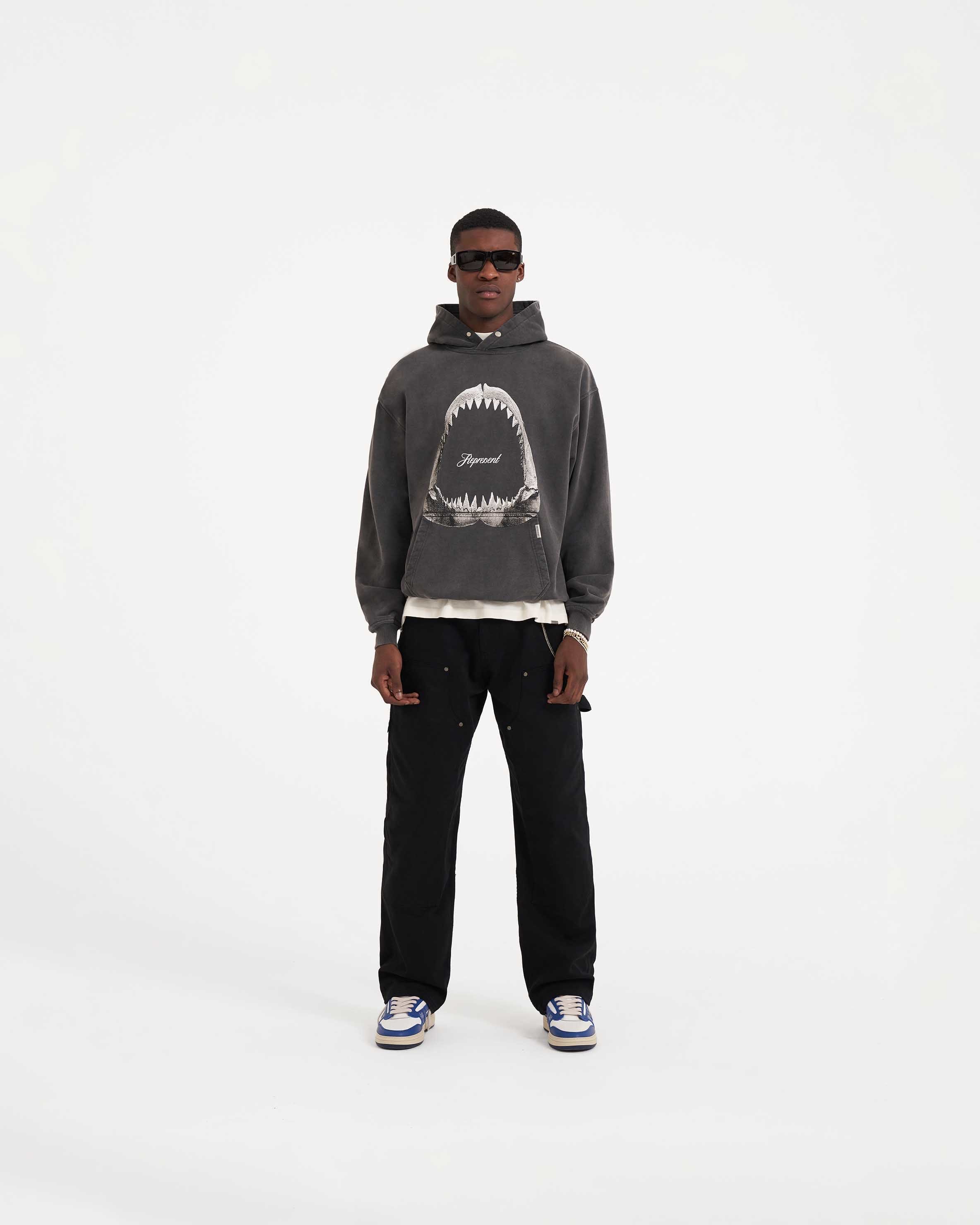 Shark Jaws Hoodie Vintage Grey REPRESENT CLO