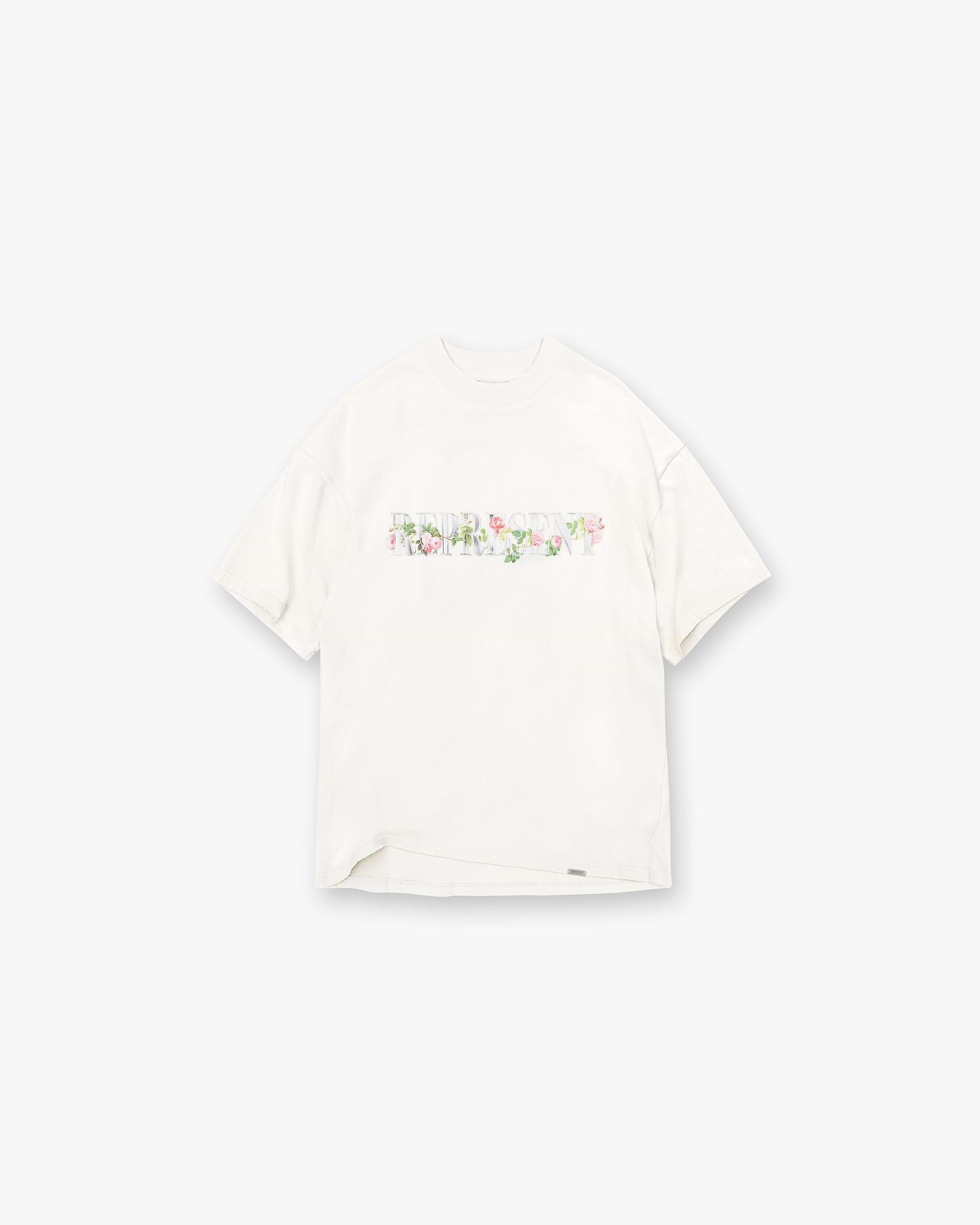 Floral Initial T-Shirt | Flat White T-Shirts SC23 | Represent Clo
