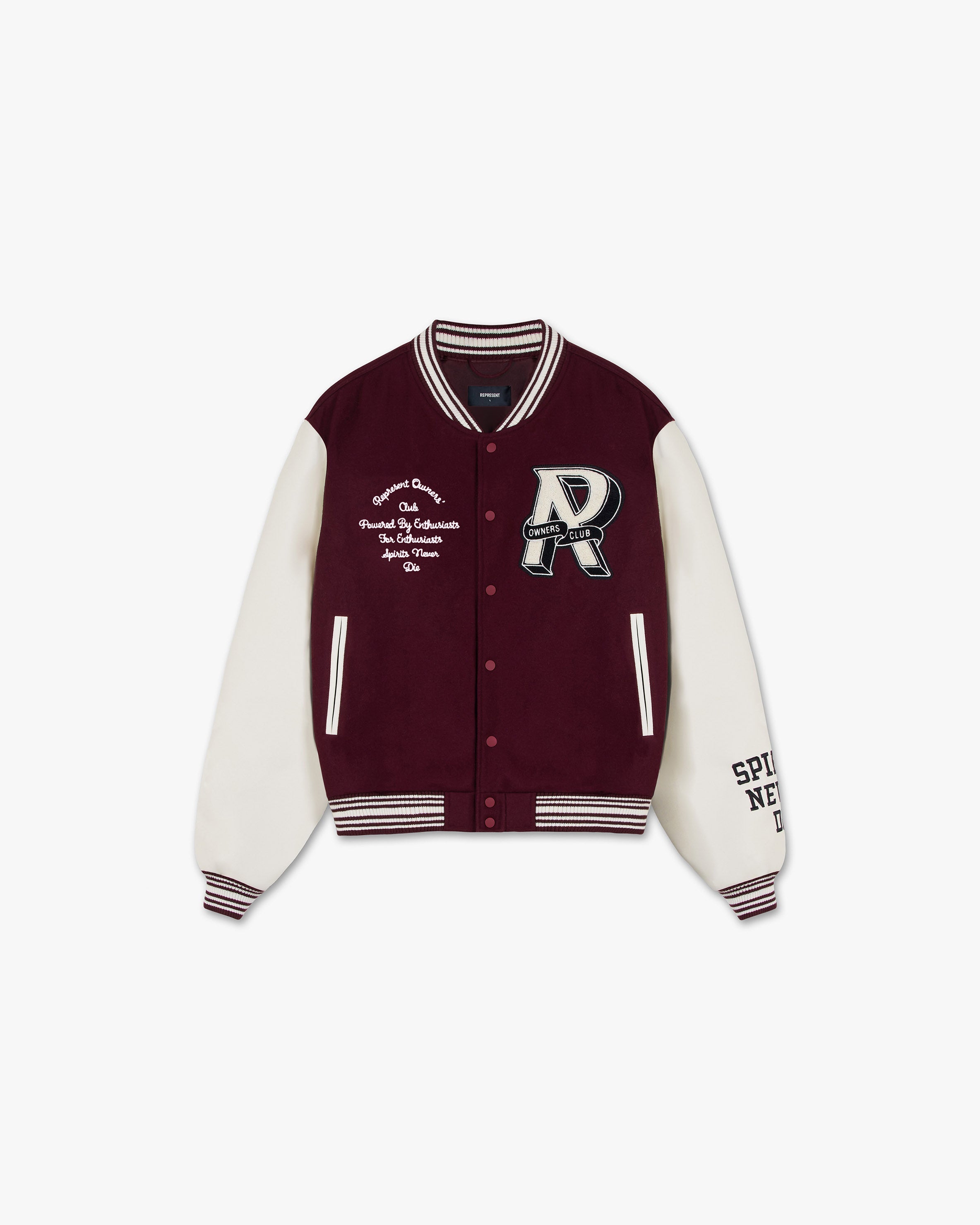 Represent Owners Club Varsity Jacket - Maroon | Represent Clo | Size - XL | Hand Made Italian Wool | Classic Style