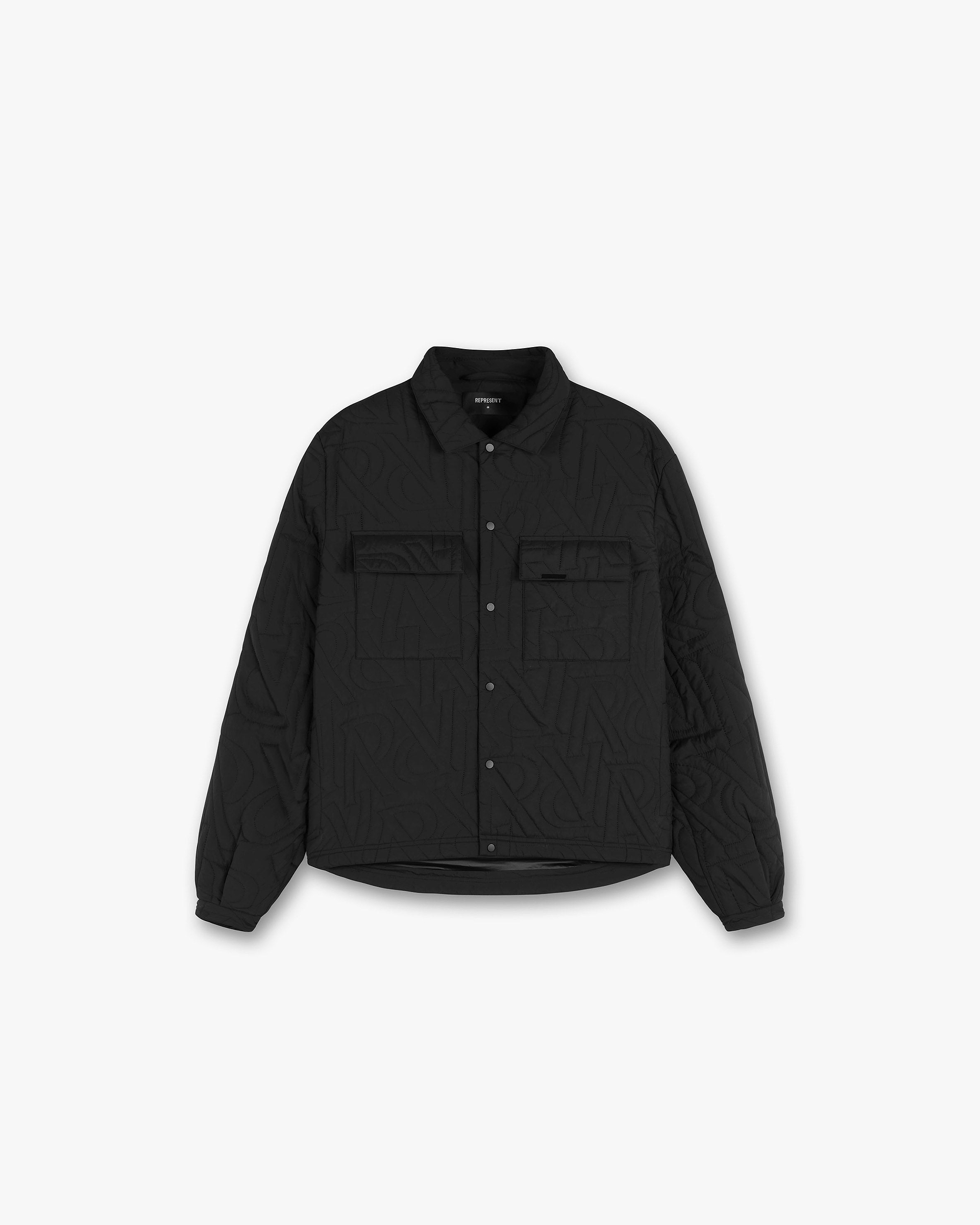 Initial Quilted Overshirt - Black