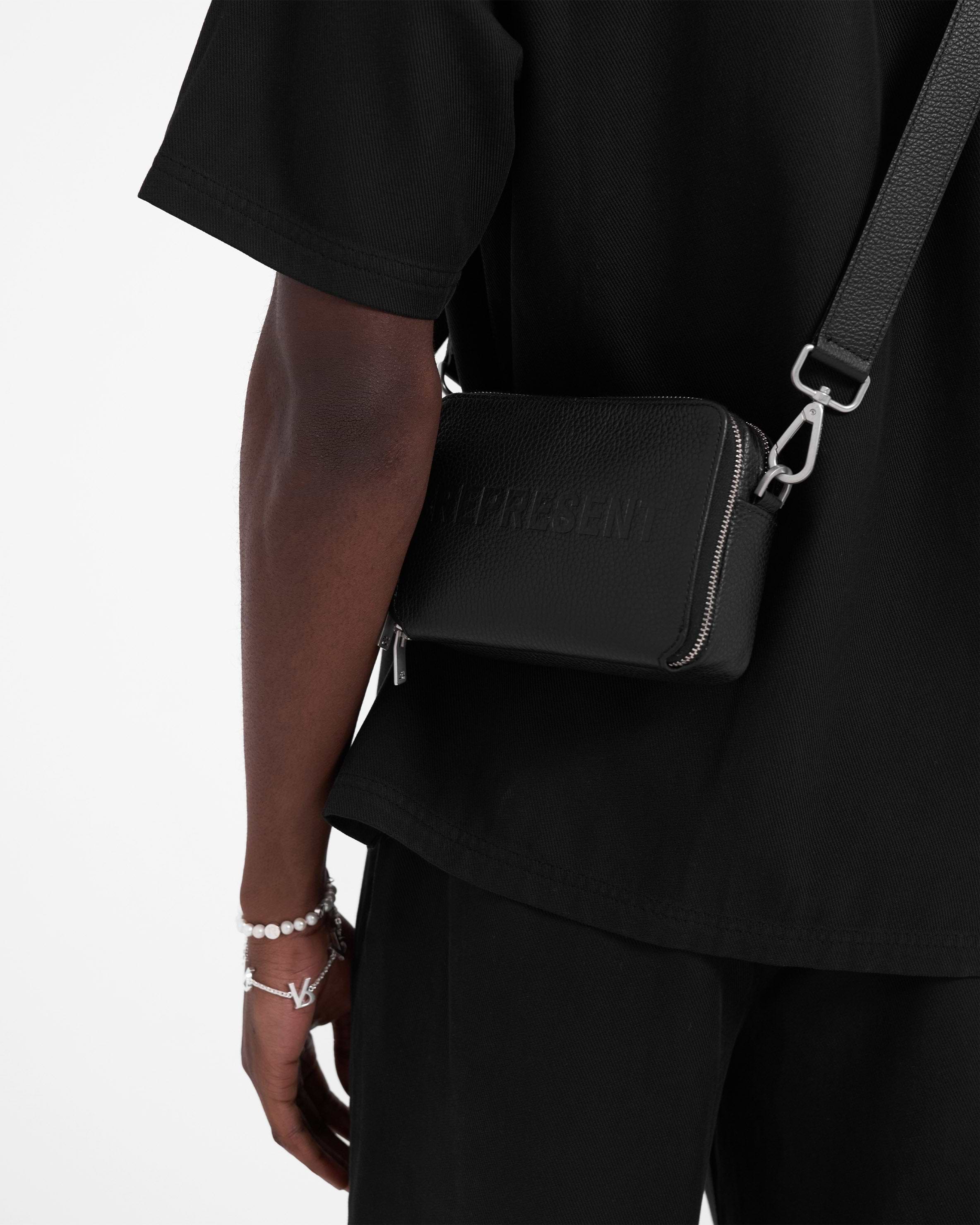 Black leather sale camera bag