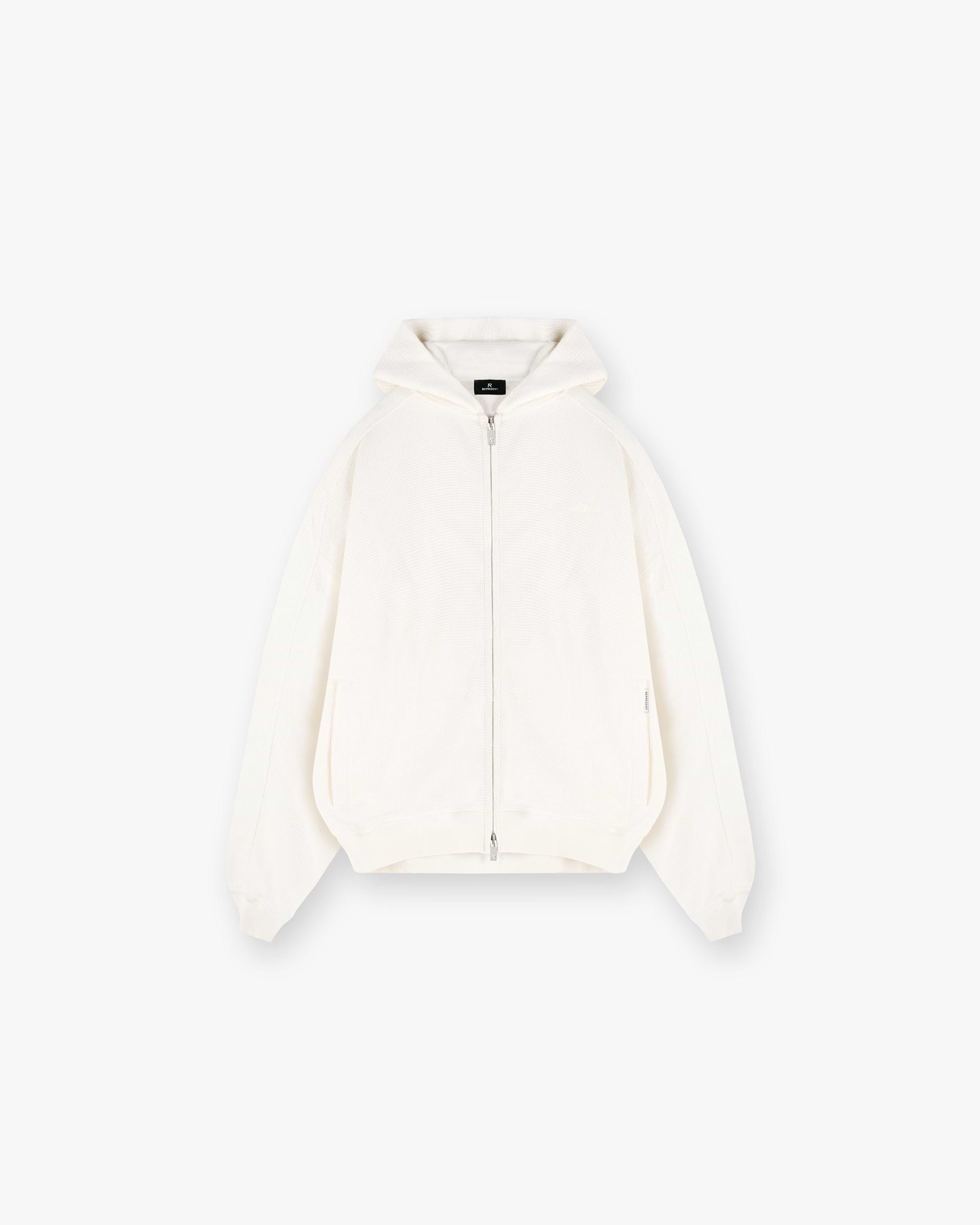 Waffle Zip Through Hoodie - Flat White | REPRESENT