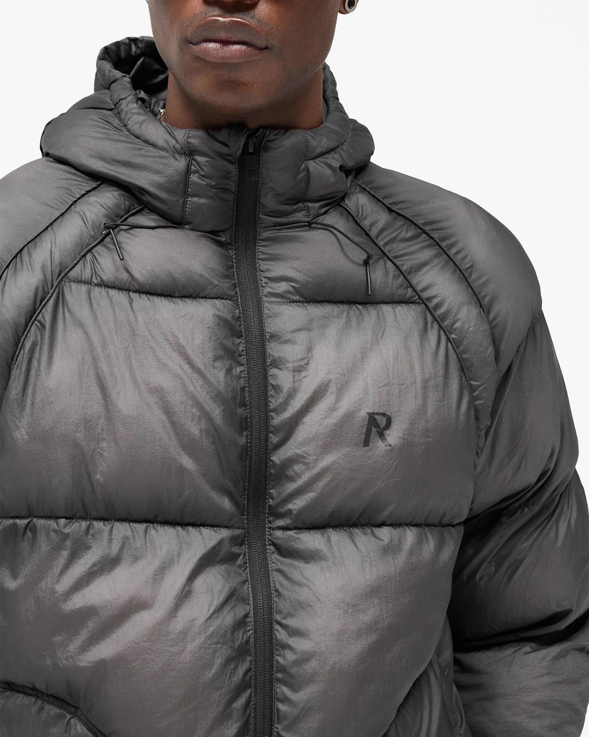 Translucent Black Hooded Puffer | Puffer Jackets | REPRESENT