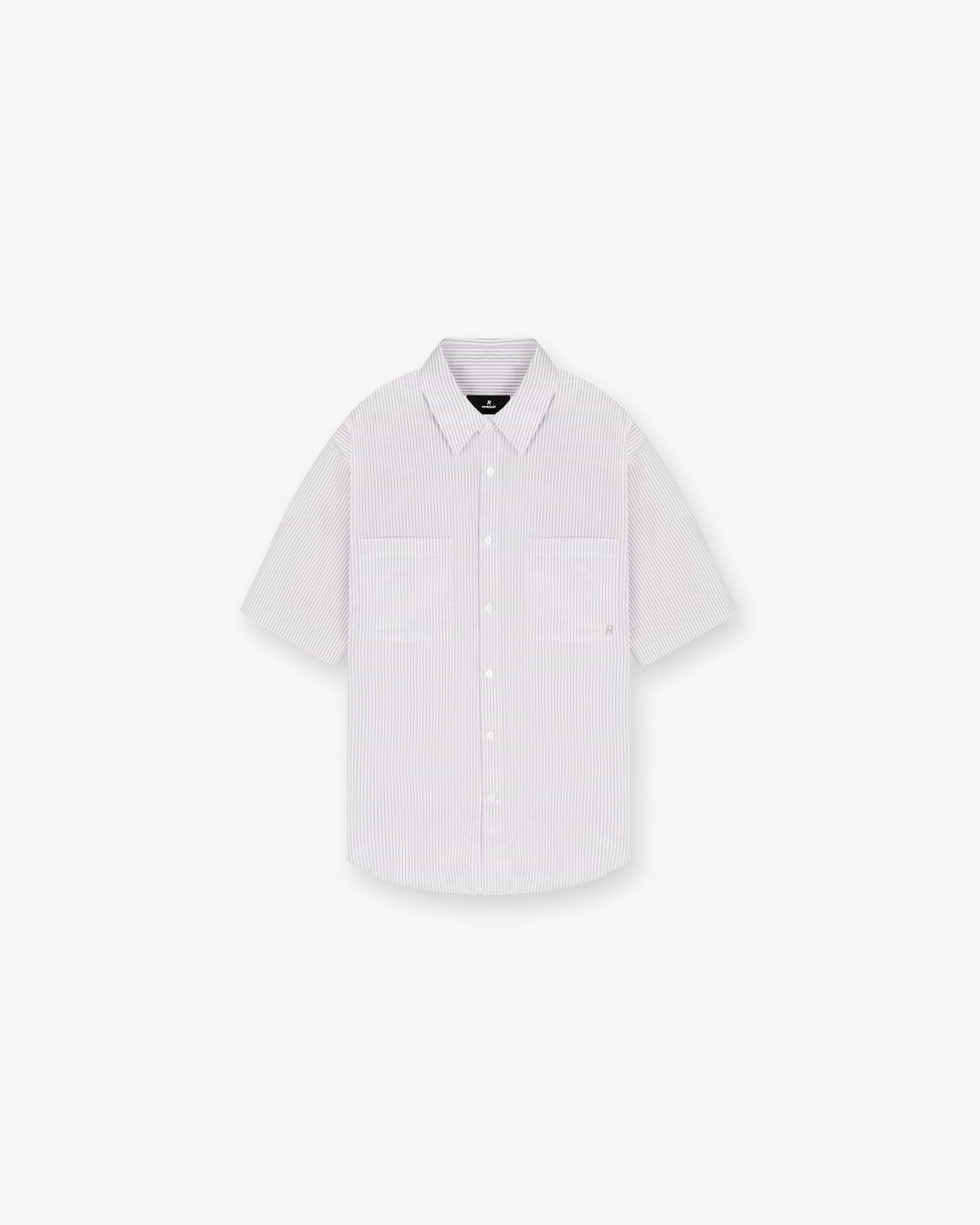 Short Sleeve Pinstripe Shirt - Grey