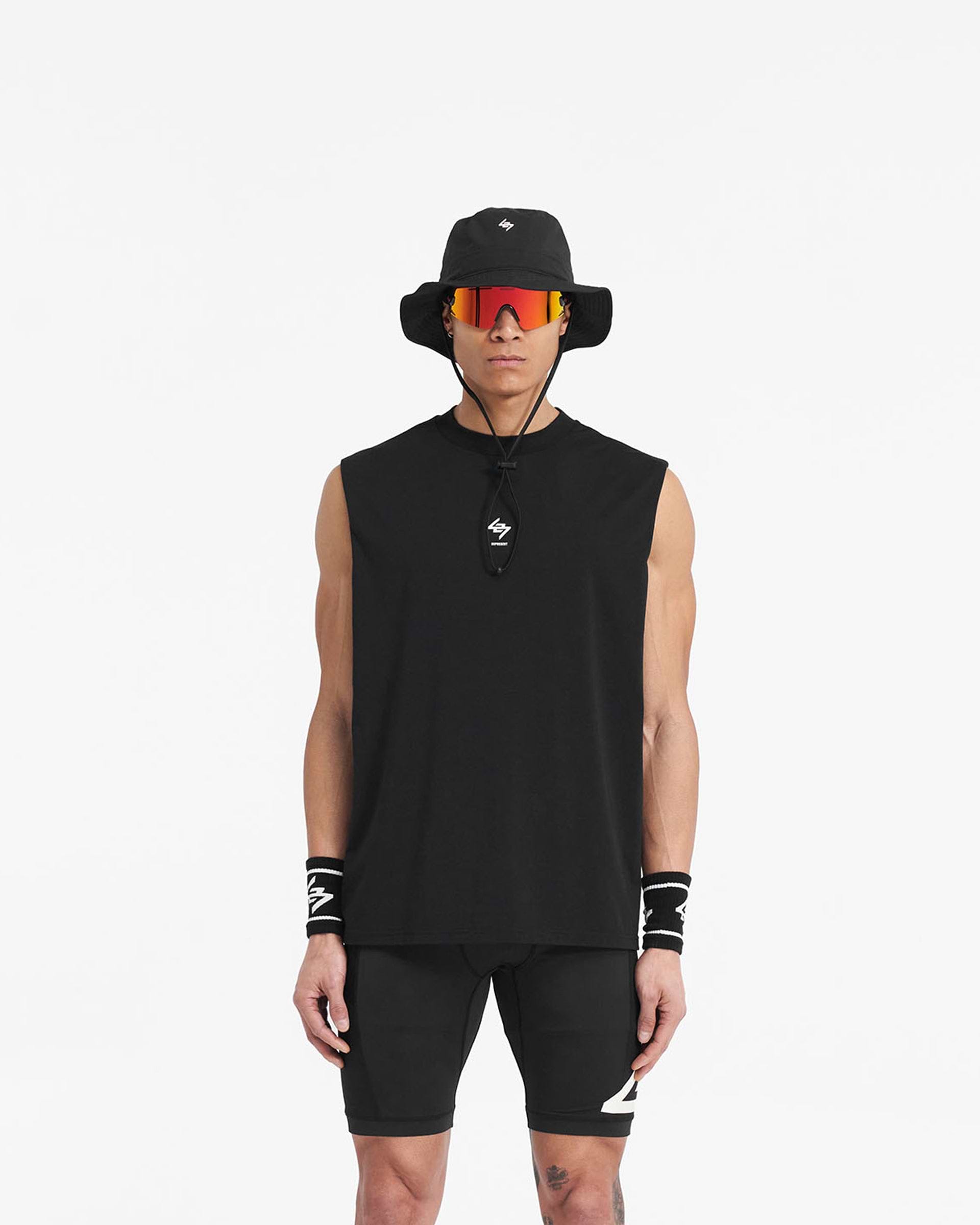 Black Oversized Gym Tank | 247 | REPRESENT