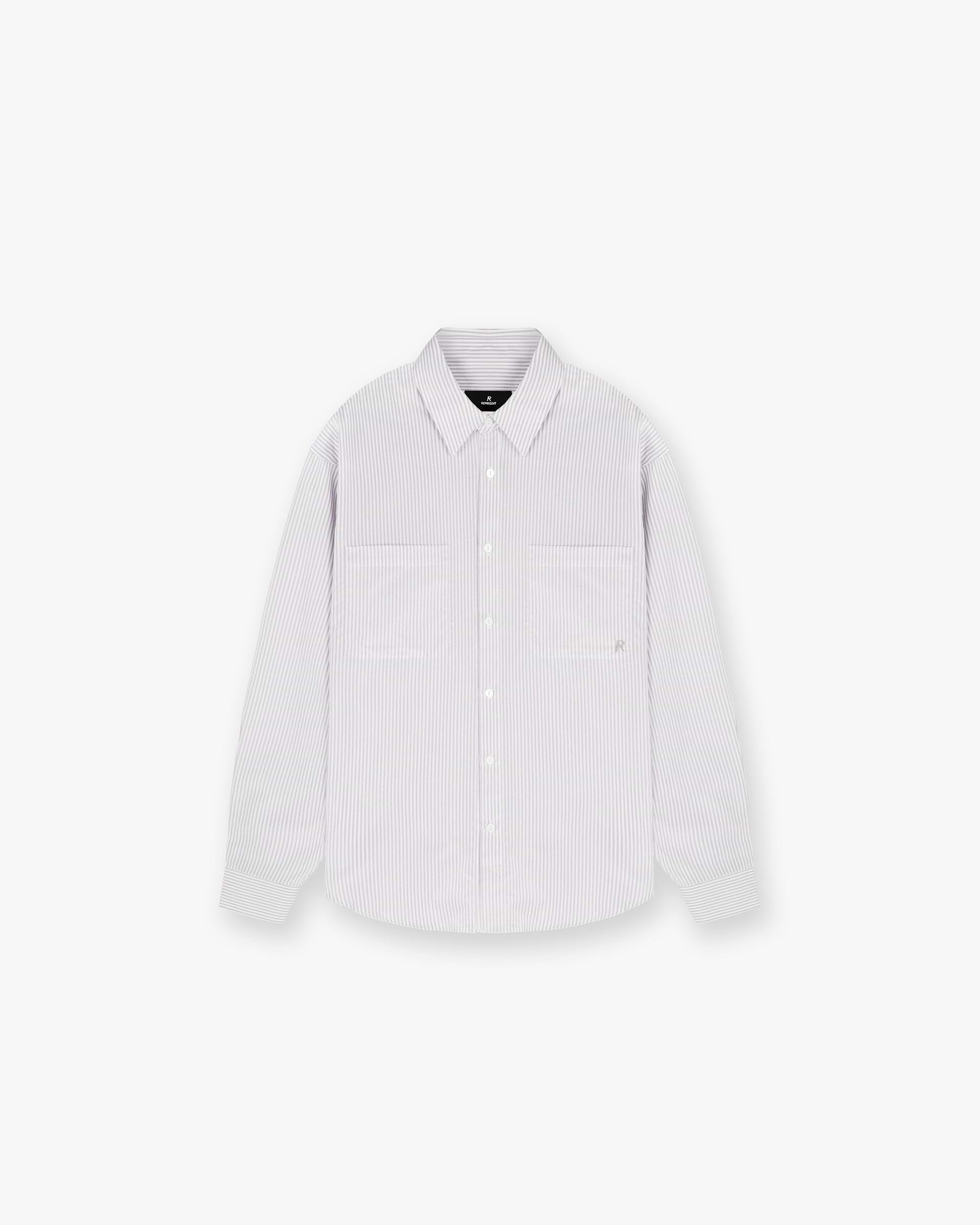 Long Sleeve Pinstripe Shirt - Grey
