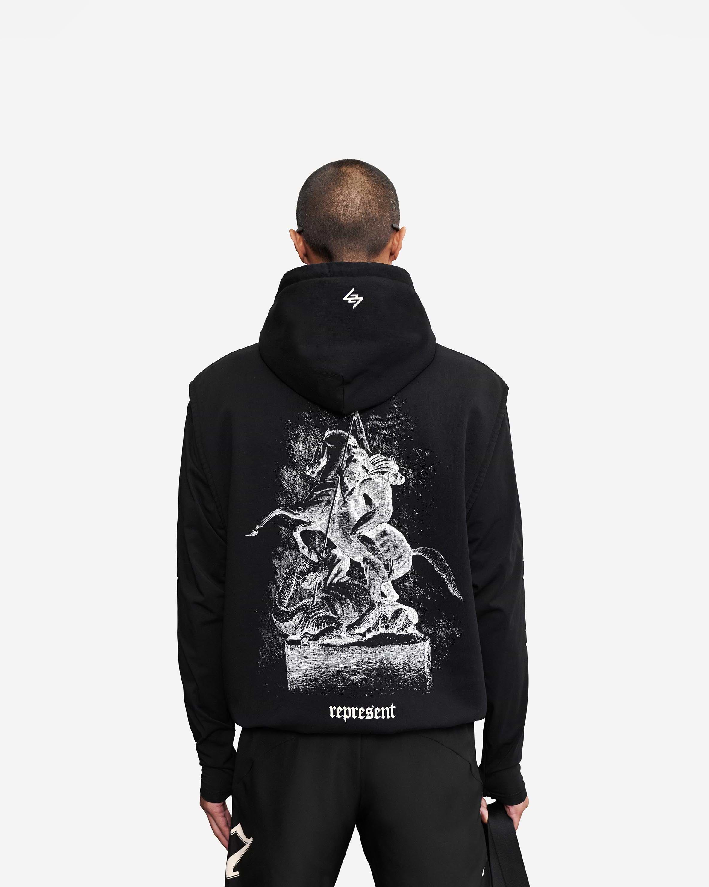 Sleeveless black hoodie store