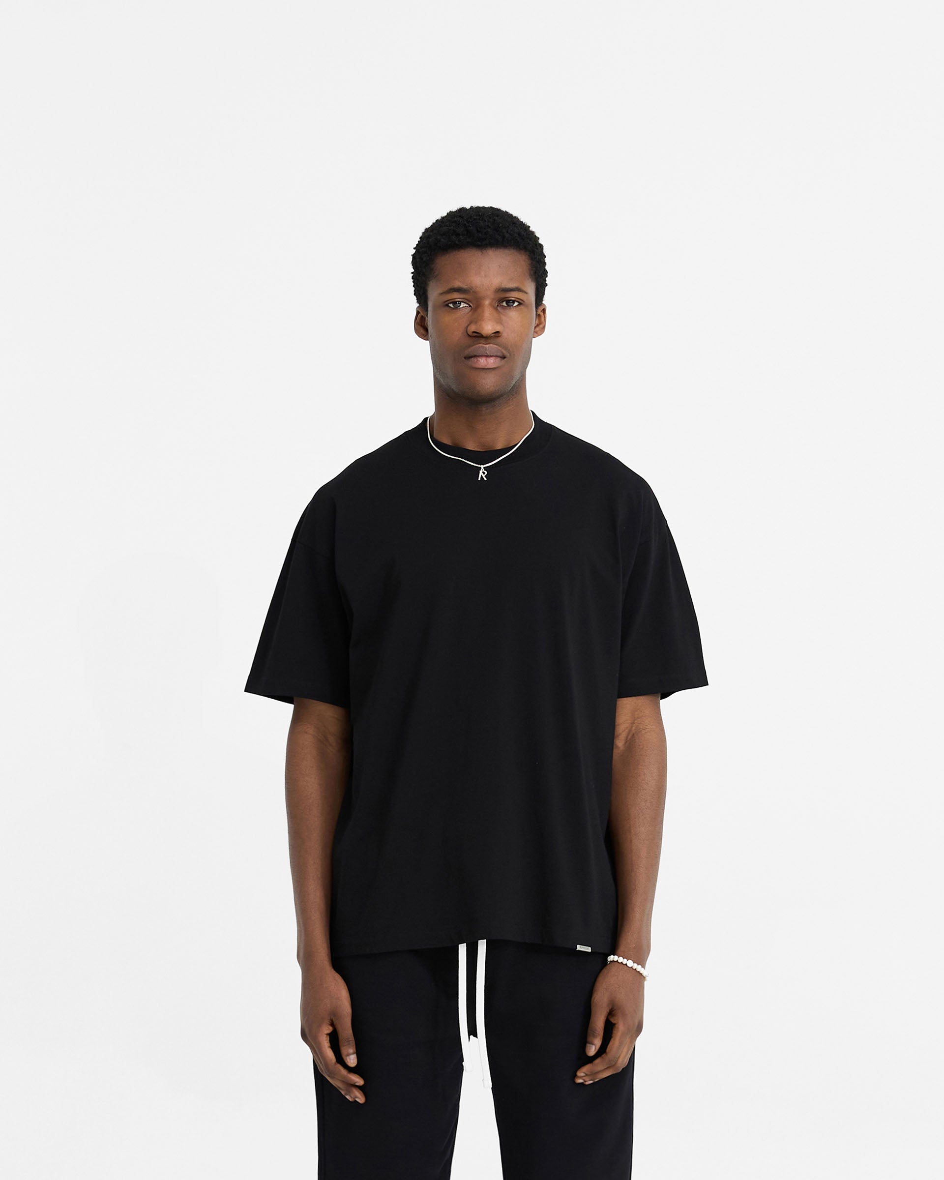 2 x Initial Oversized T-Shirt - Flat White & Black