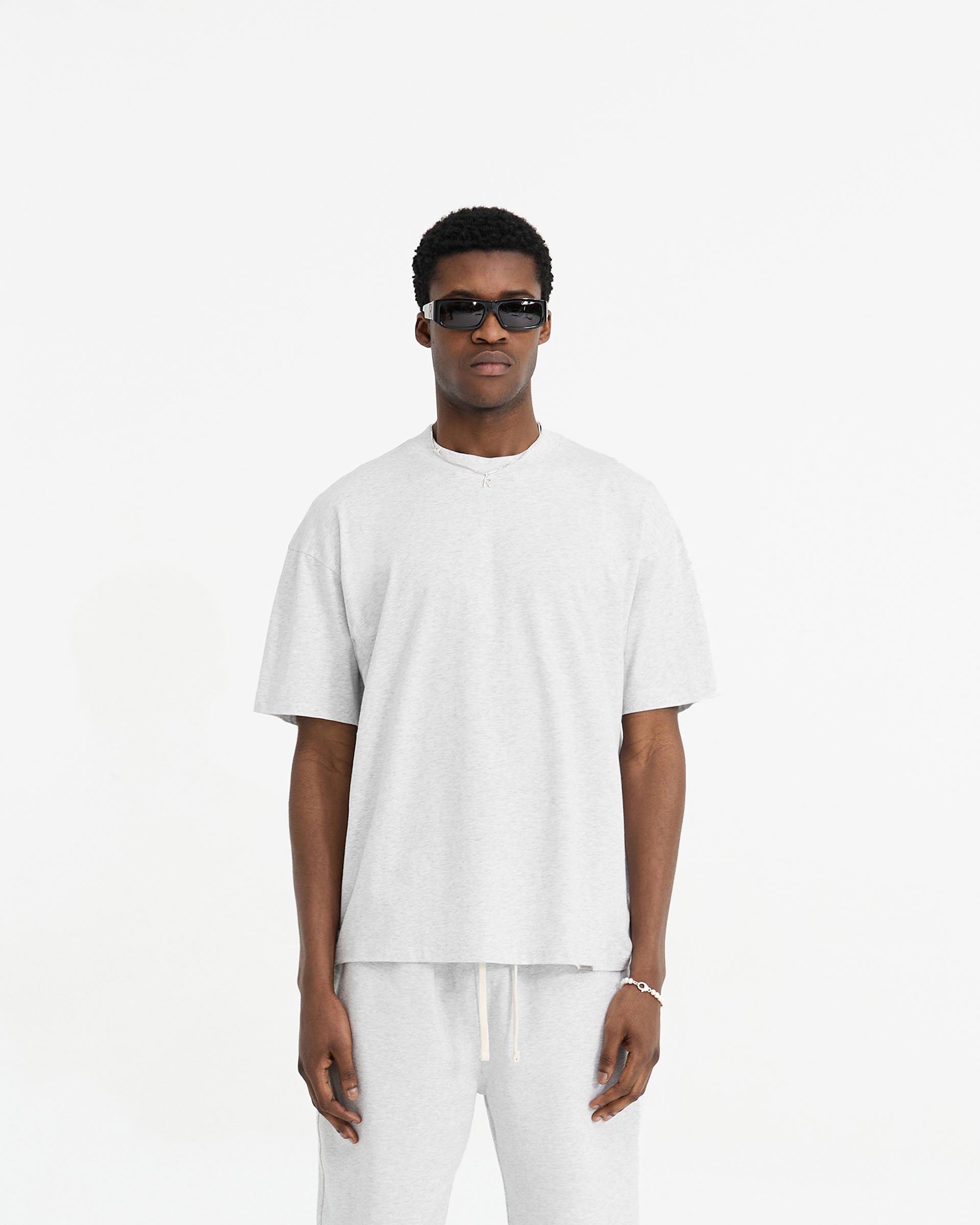 2 x Initial Oversized T-Shirt - Black & Ice Grey Marl