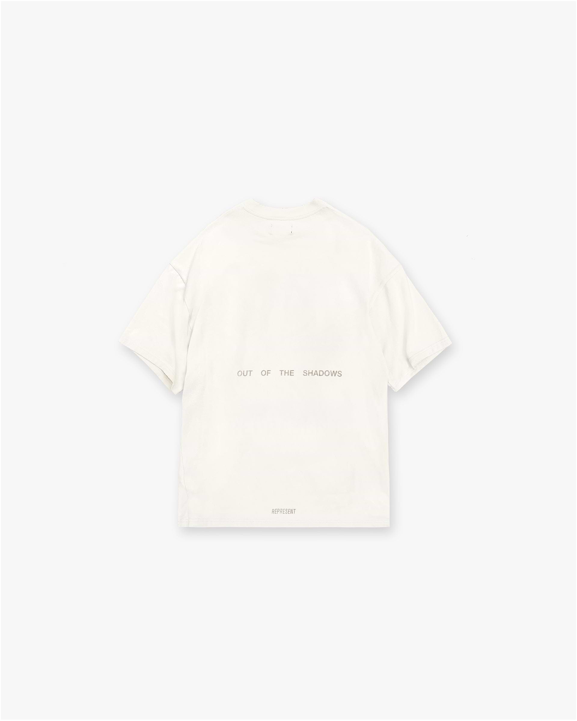 Back product image of a mens white t-shirt on a plain white background | Team Rep T-Shirt in Flat White | Oversized slub jersey t-shirt with garment-dyed finish | SS25 T-Shirts | Represent Clo
