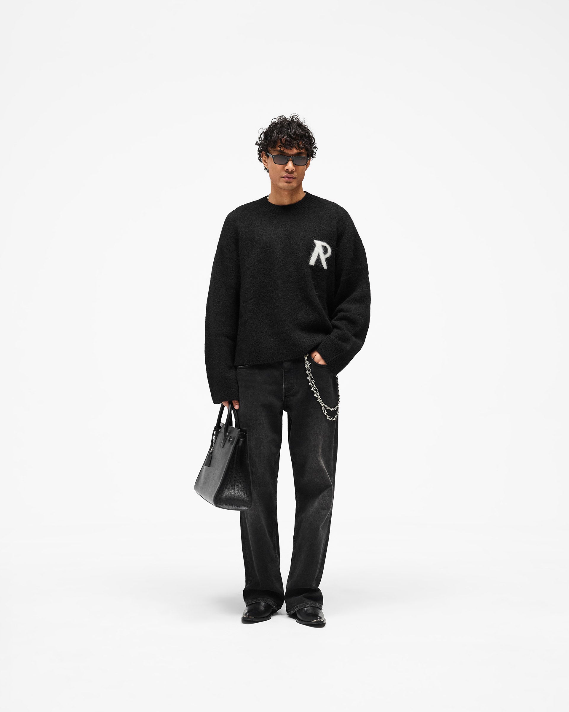 Logo Knit Sweater Jet Black | Mens Sweaters | REPRESENT