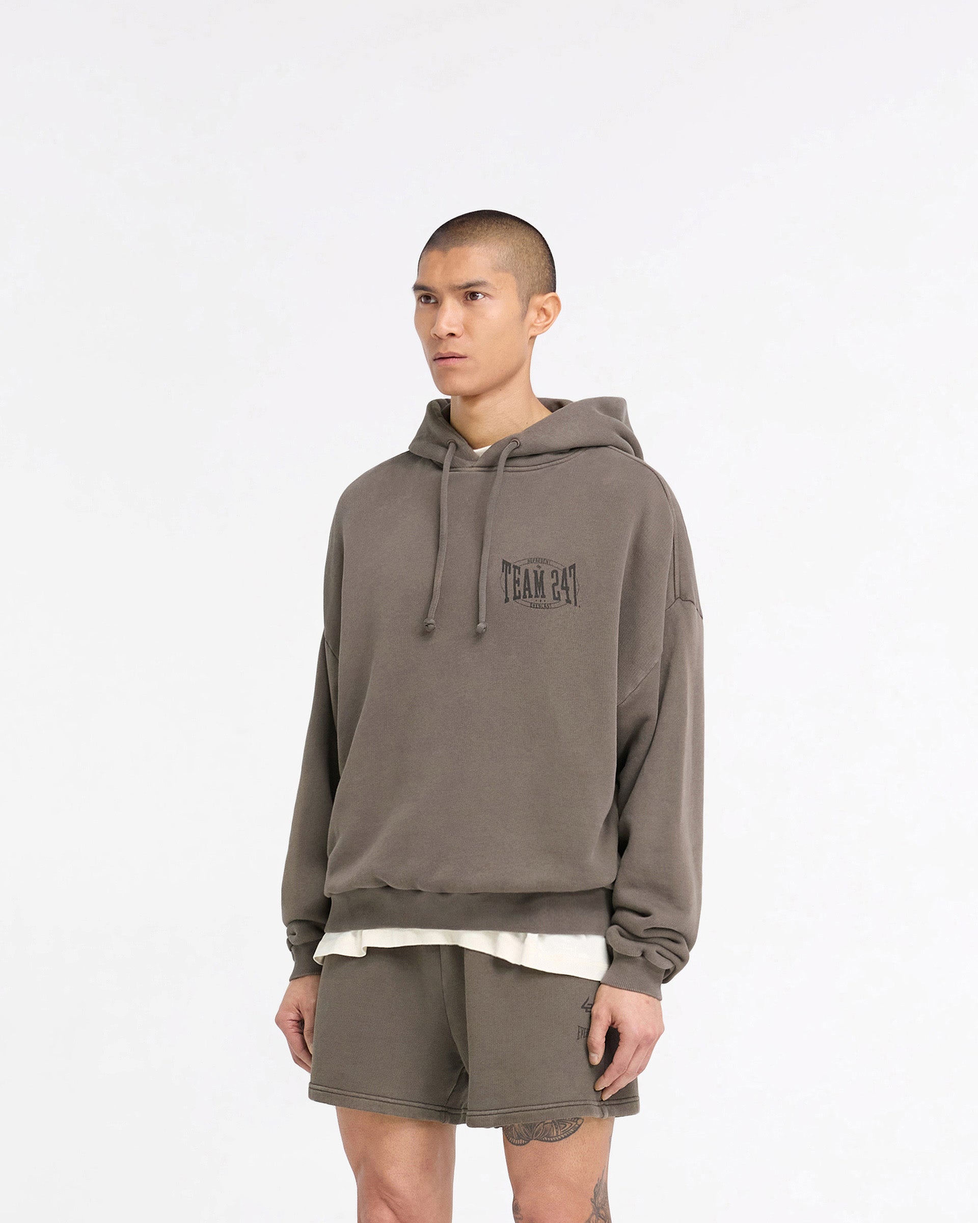247 X Everlast Training Camp Boxy Hoodie - Washed Brown