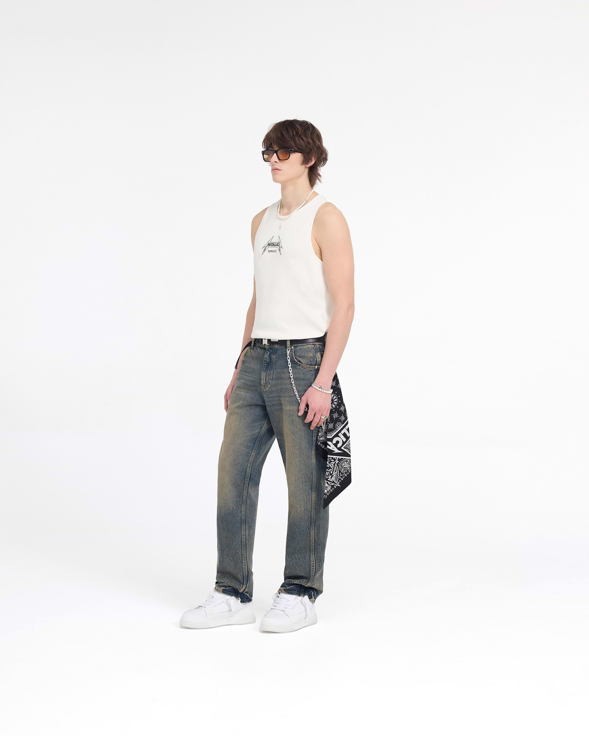 Represent X Metallica Local Crew Vest - Flat White