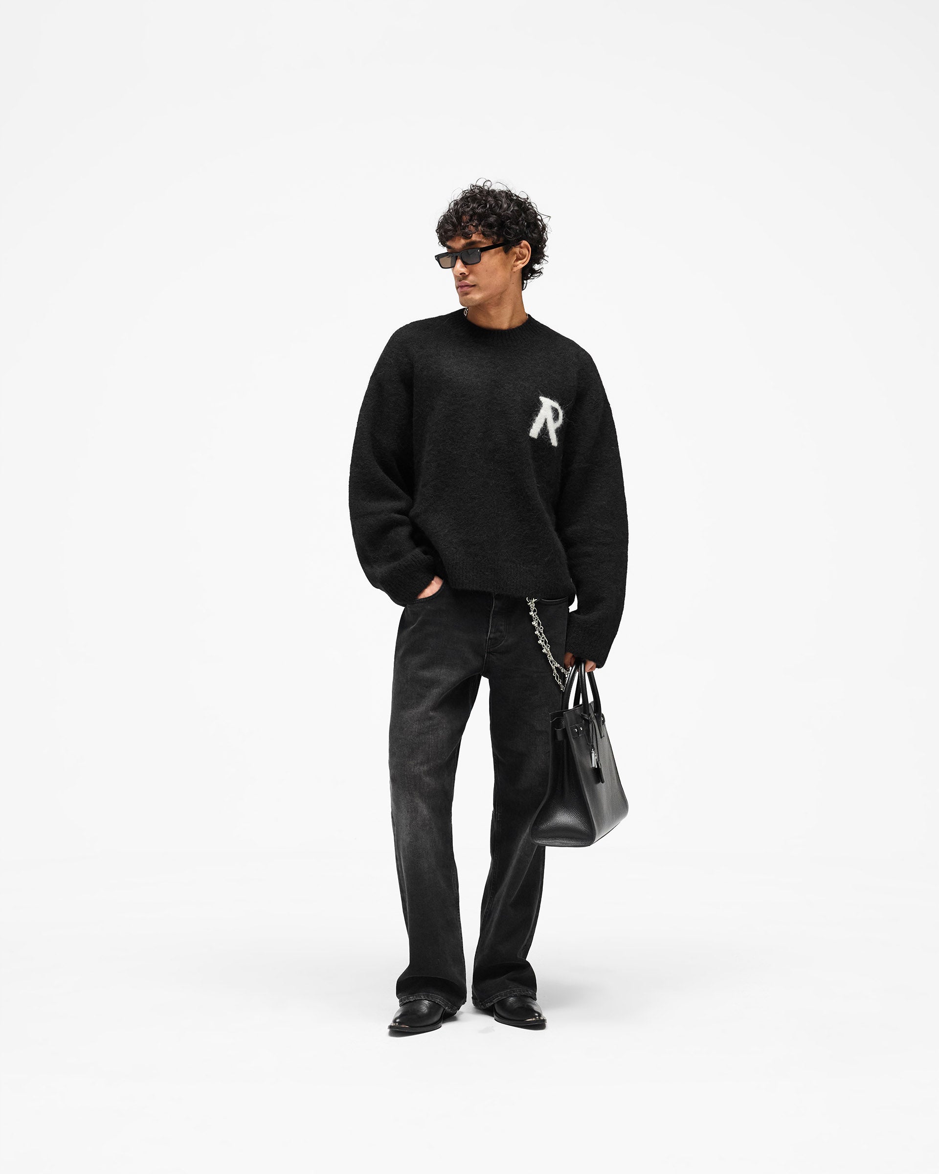 Logo Knit Sweater Jet Black | Mens Sweaters | REPRESENT